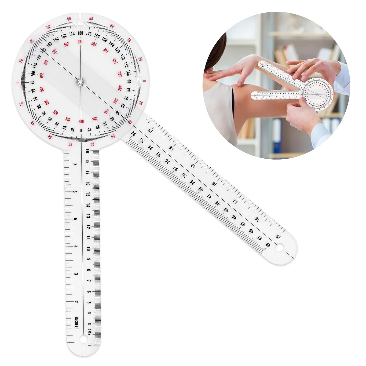 گونیا 30 سانتی متری پراساکو، خط کش زاویه ارتوپدی شفاف، گونیا پلاستیکی 360 درجه، نقاله زاویه گونیا برای نوار اندازه گیری بدن