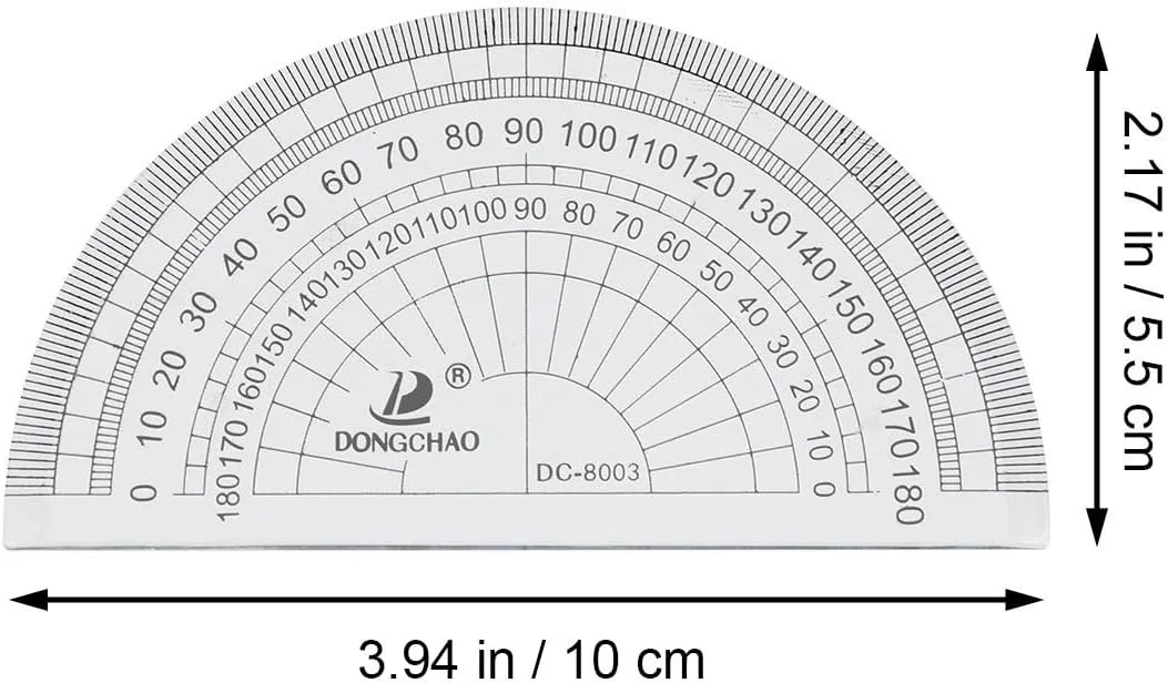STOBOK 10 عدد نقاله پلاستیکی 180 درجه، نقاله نیم دایره ای، ابزار اندازه گیری زاویه، نقاله هندسی ریاضی برای اندازه گیری زاویه در ریاضی