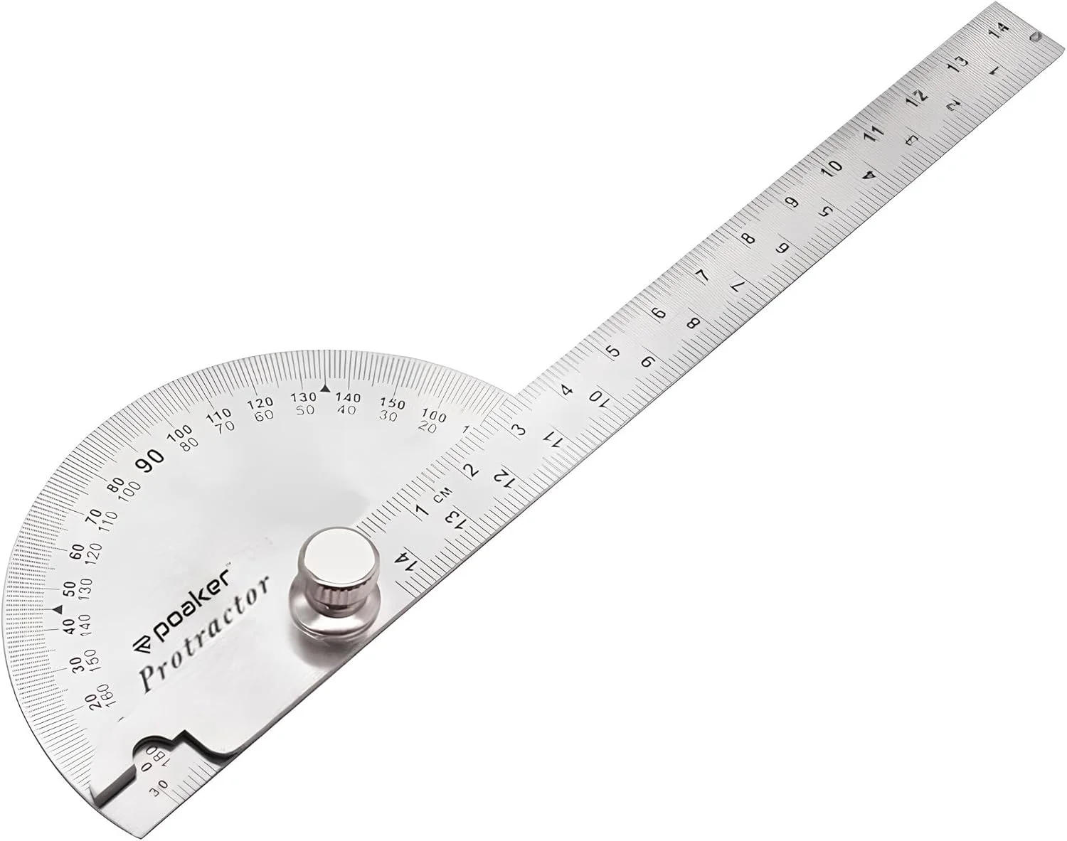 نقاله چرخشی 15 سانتی‌متری استیل ضد زنگ – زاویه یاب جهانی 180 درجه با بازوی گردان، ابزار اندازه گیری 0-145 میلی‌متری برای دانشجویان، مهندسان، نجاری و طراحی معماری – نقره ای
