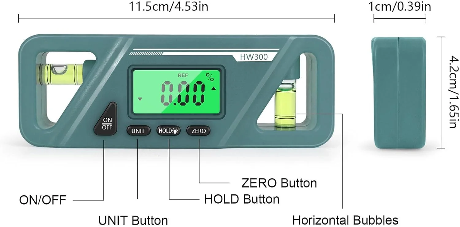شیب سنج دیجیتال، 4 X 90 درجه، با آهنربا و جنس ABS برای نجاری، تعمیرات خودرو و نگهداری