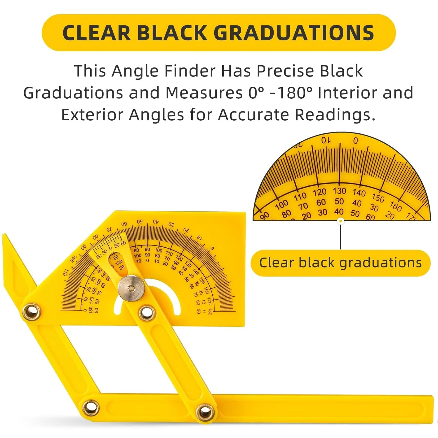 مجموعه 2 عددی زاویه یاب قابل تنظیم 0-180 درجه با مهره قفل شونده - اندازه گیری دقیق برای زوایای داخلی/خارجی/پخ، نجاری، کار با چوب و پروژه های DIY مجموعه 2 عددی زاویه یاب قابل تنظیم 0-180 درجه با مهره قفل شونده - اندازه گیری دقیق برای زوایای داخلی/خارجی/پخ، نجاری، کار با چوب و پروژه های DIY