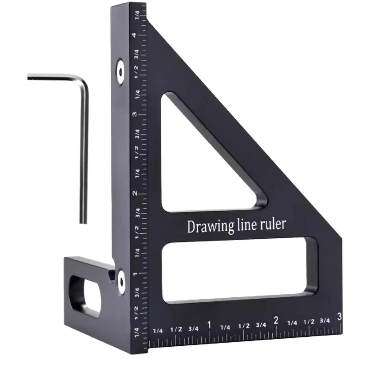 خط کش اندازه گیری چند زاویه ای سه بعدی Gaero، نقاله مربع نجاری آلیاژ آلومینیوم 45/90 درجه، خط کشی، ابزار طرح بندی مثلثی مورب با دقت بالا برای مهندس نجار