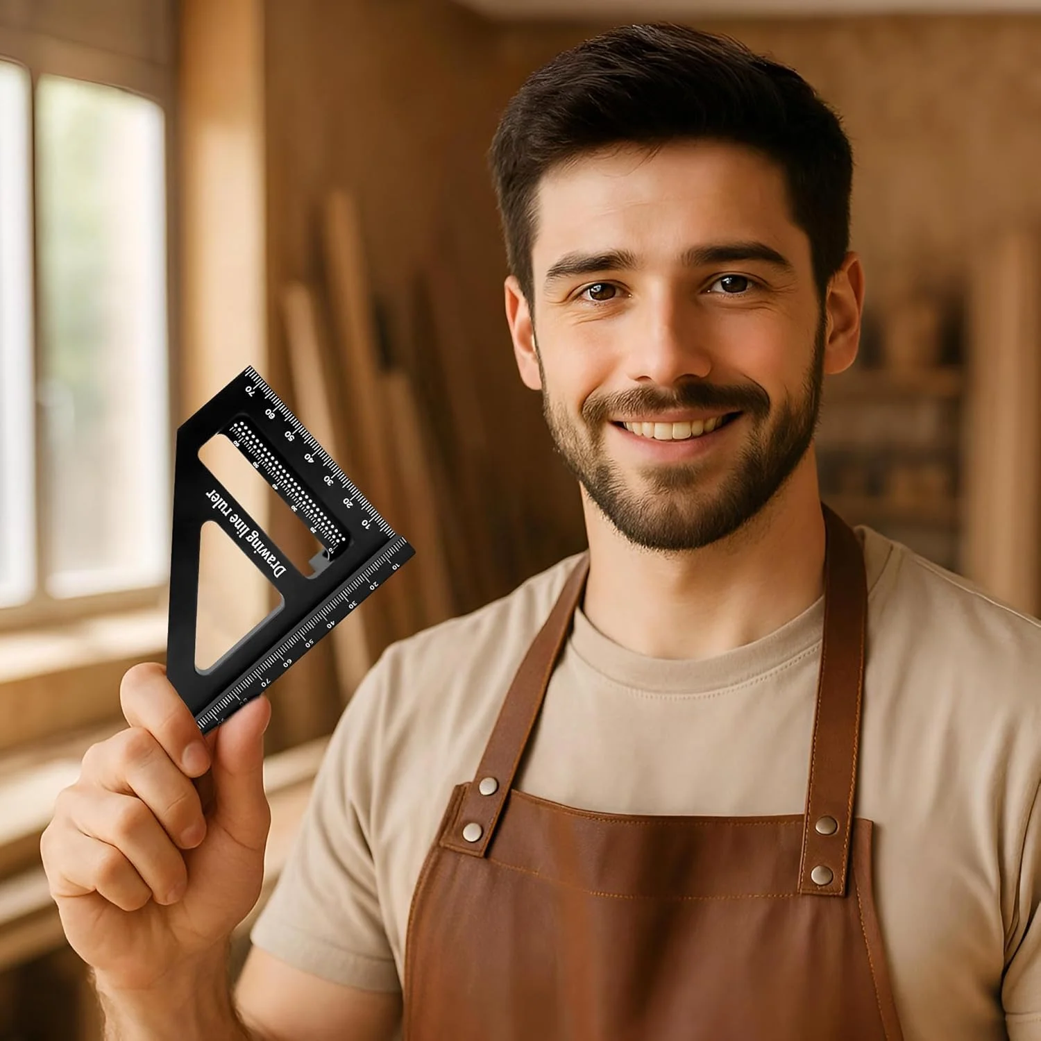 خط کش اندازه گیری چند زاویه ای سه بعدی Gaero، نقاله مربع نجاری آلیاژ آلومینیوم 45/90 درجه، خط کشی، ابزار طرح بندی مثلثی مورب با دقت بالا برای مهندس نجار