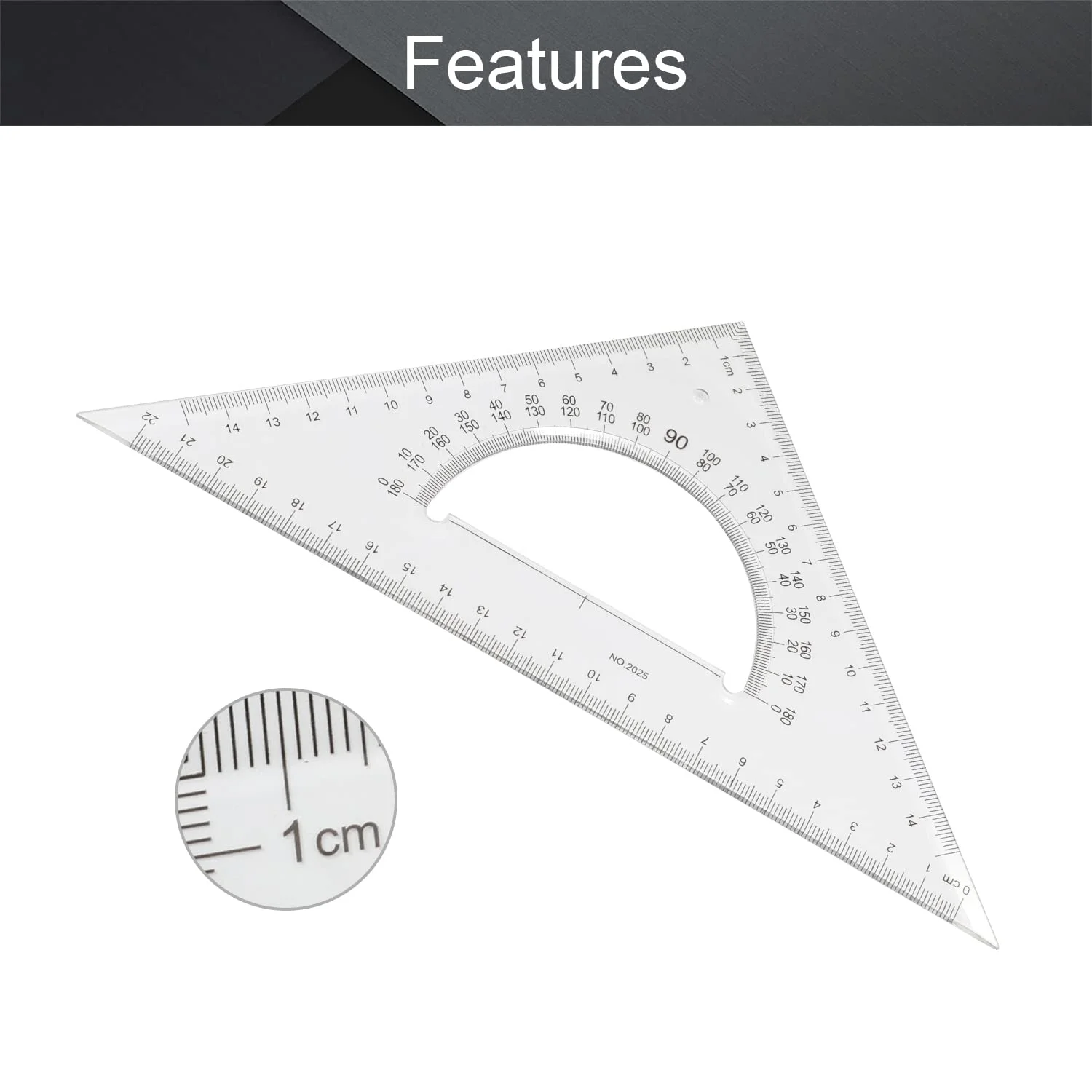 مجموعه خط کش مثلثی Utoolmart، خط کش زاویه راست پلاستیکی 50 سانتی متری / 19.7 اینچی، نقاله، ابزار اندازه گیری برای پیش نویس، طراحی، یادگیری، ریاضیات، خط کش هندسه