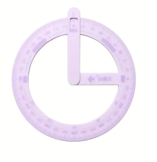 نقاله 360 درجه، ابزار اندازه گیری 13 سانتی متری، نمایشگر زاویه متحرک برای ابزار ریاضی (بنفش)