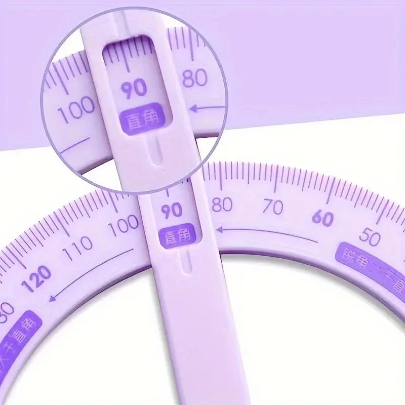 نقاله 360 درجه، ابزار اندازه گیری 13 سانتی متری، نمایشگر زاویه متحرک برای ابزار ریاضی (بنفش)