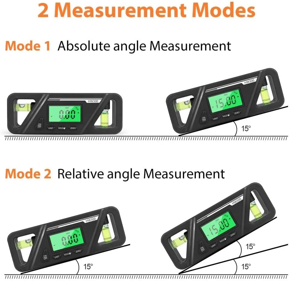 شیب سنج دیجیتال Eujgoov، زاویه یاب دیجیتال، ابزار اندازه گیری زاویه با نمایشگر برای اره میزی (مشکی)