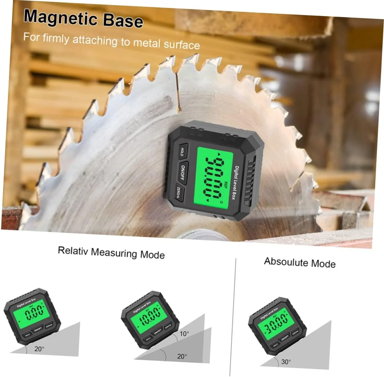 شیب سنج دیجیتال NALACAL، شیب سنج دیجیتالی، نقاله های ساختمانی زاویه یاب مغناطیسی، گیج زاویه، کریستال مایع پلاستیکی، دارای آهنربای داخلی