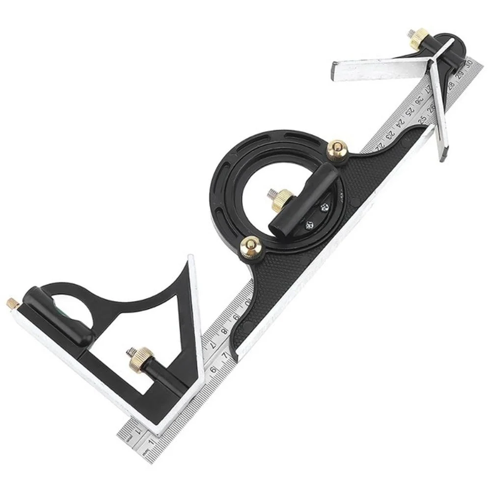 ابزار نجاری حرفه ای COOLive FAYKES 300MM، گونیا ترکیبی، خط کش زاویه، نقاله استیل ضد زنگ، ابزار اندازه گیری چند منظوره
