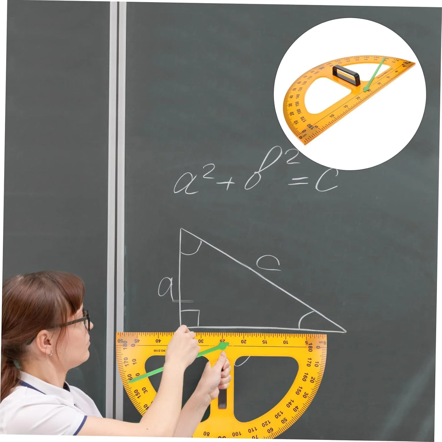 مجموعه 5 عددی نقاله آموزشی یلاجوی 0-180 درجه، ابزار رسم تخته سیاه، نقاله هندسی، ابزار اندازه گیری زاویه، طرح میمون طلایی، پلاستیکی مناسب دانش آموزان