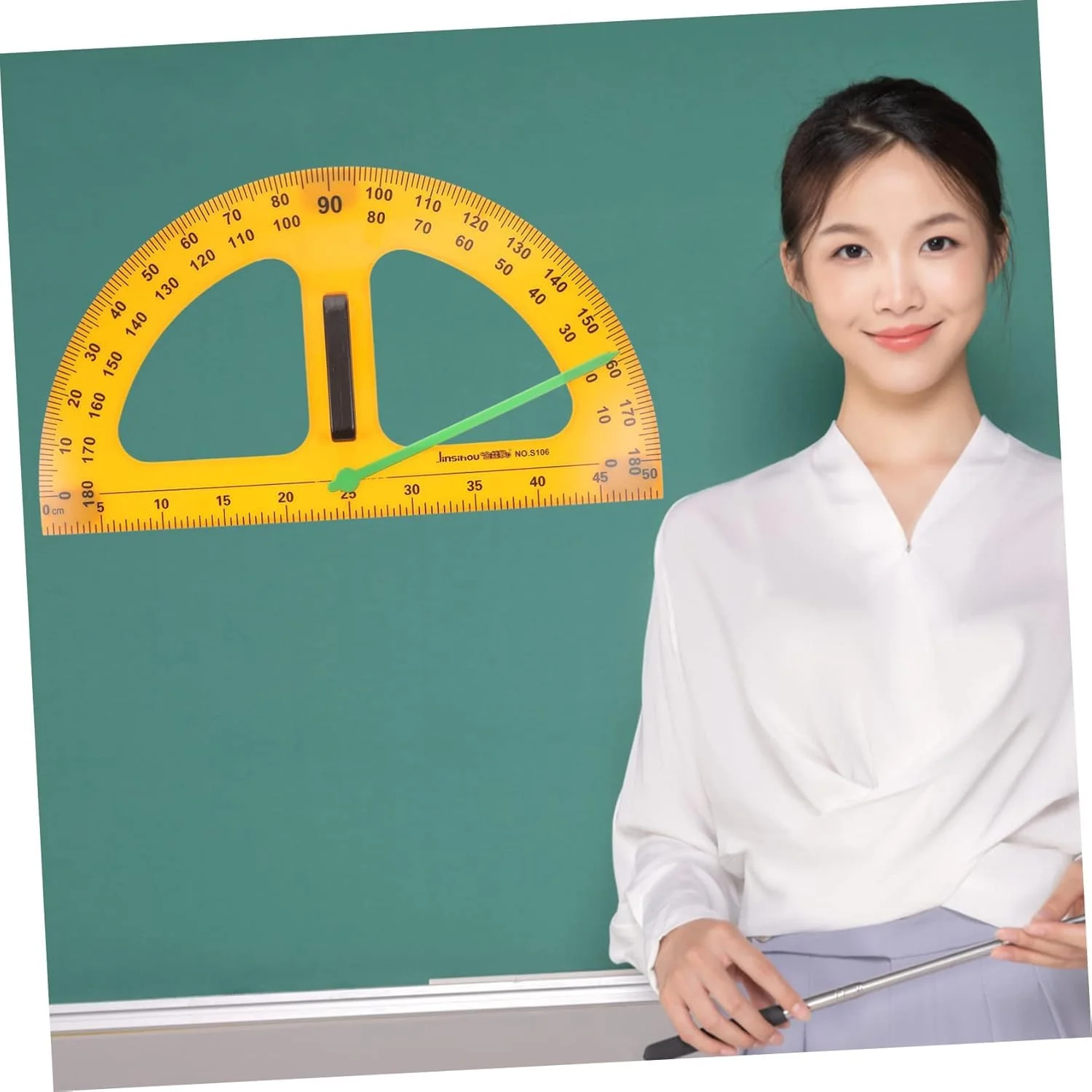 مجموعه 5 عددی نقاله آموزشی یلاجوی 0-180 درجه، ابزار رسم تخته سیاه، نقاله هندسی، ابزار اندازه گیری زاویه، طرح میمون طلایی، پلاستیکی مناسب دانش آموزان