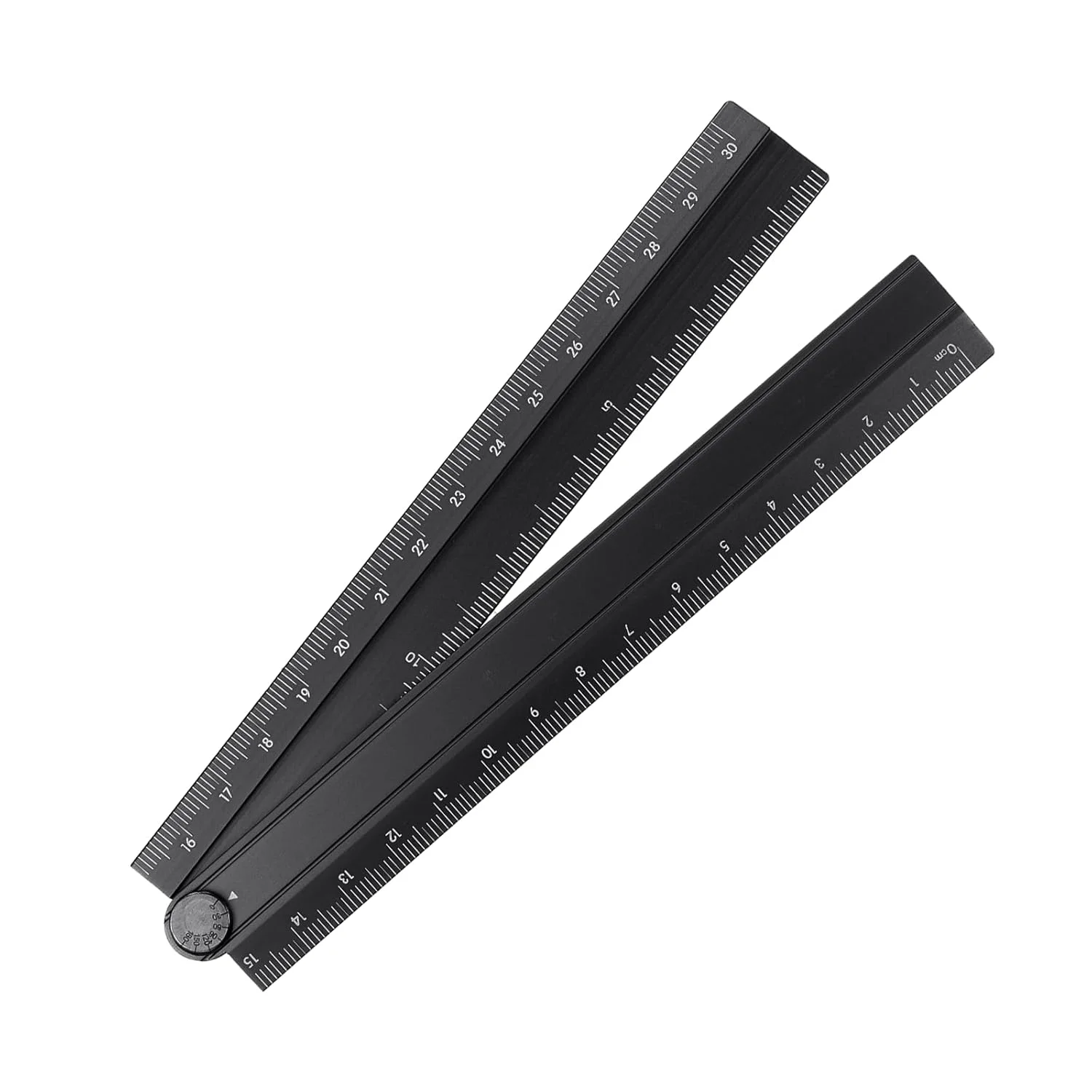 خط کش تاشو مستقیم هرفینگتون 30 سانتی متری، آلیاژ آلومینیوم، نقاله، خط کش زاویه تاشو، ابزار اندازه گیری هندسی با خط زاویه برای معماران، هنرمندان، طراحان، کلاس درس، دفتر کار، مشکی