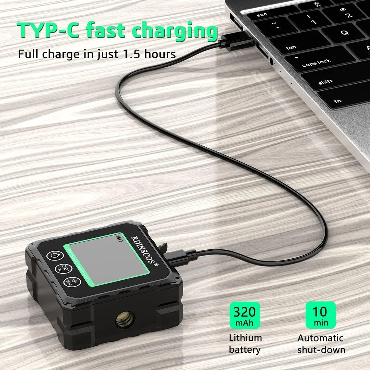 شیب سنج مغناطیسی قابل شارژ، جعبه تراز مغناطیسی قوی 4 طرفه با نور پس زمینه LCD، زاویه سنج برای نجاری، اره میزی، ساخت و ساز و ماشین آلات (PT181)