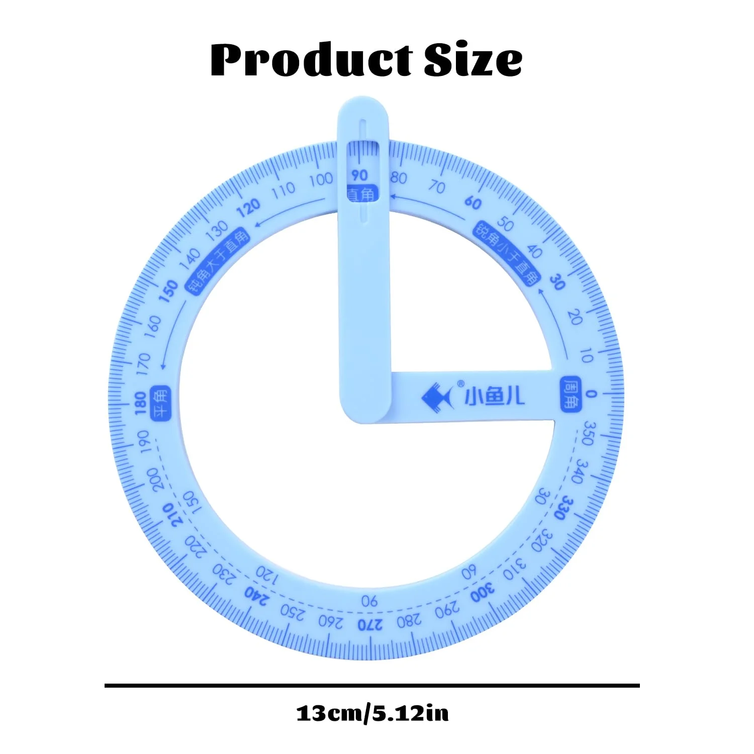 مجموعه 9 عددی نقاله پلاستیکی 360 درجه، شابلون های طراحی نقاله، مجموعه نقاله صورتی آبی بنفش با بازوی متحرک برای اندازه گیری زاویه هندسه، لوازم اداری دانش آموز معلم ریاضی