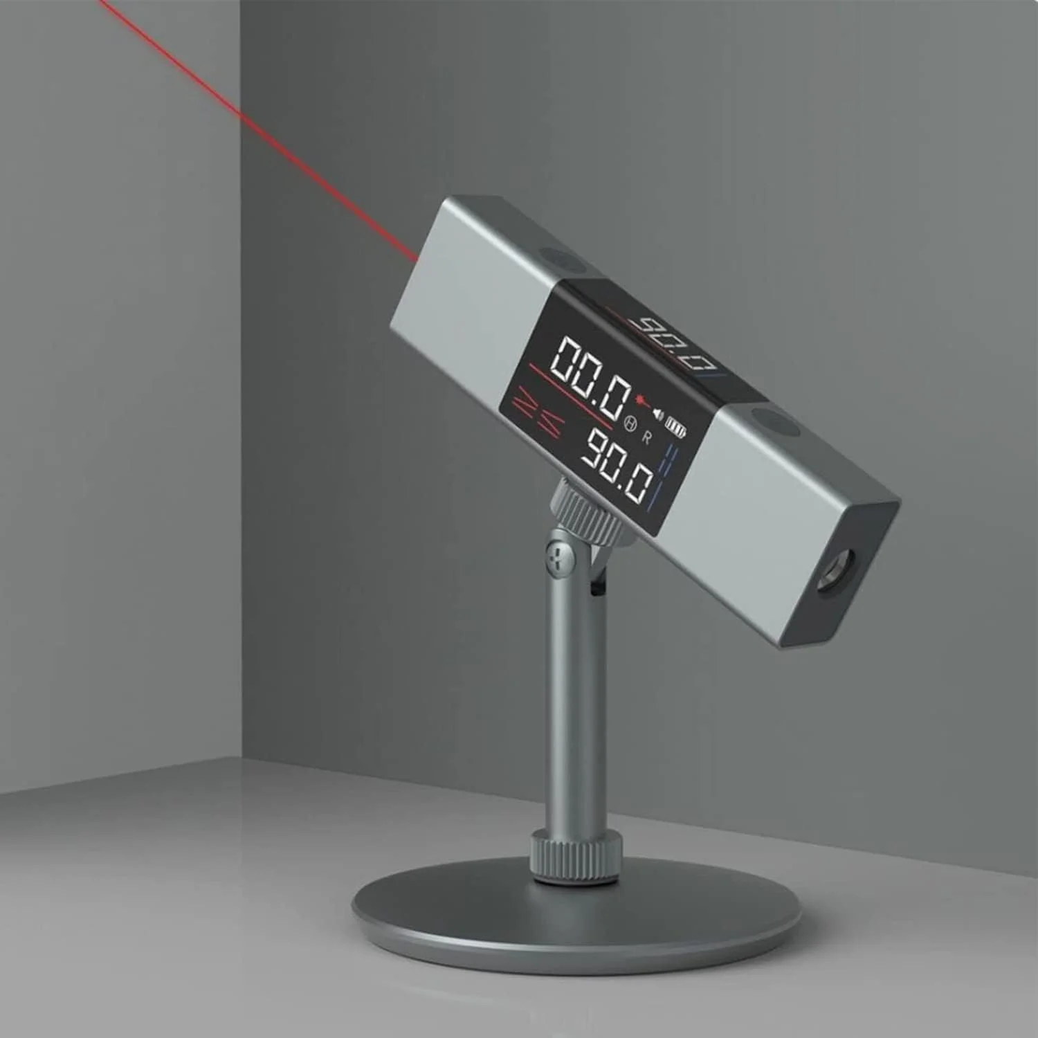 تراز لیزری فنری X، شیب سنج دیجیتال با علامت گذاری لیزری دو طرفه، زاویه یاب دیجیتال با صفحه نمایش LCD بزرگ، دستگاه اندازه گیری لیزری چند منظوره برای نتایج سریع، دقیق و حرفه ای