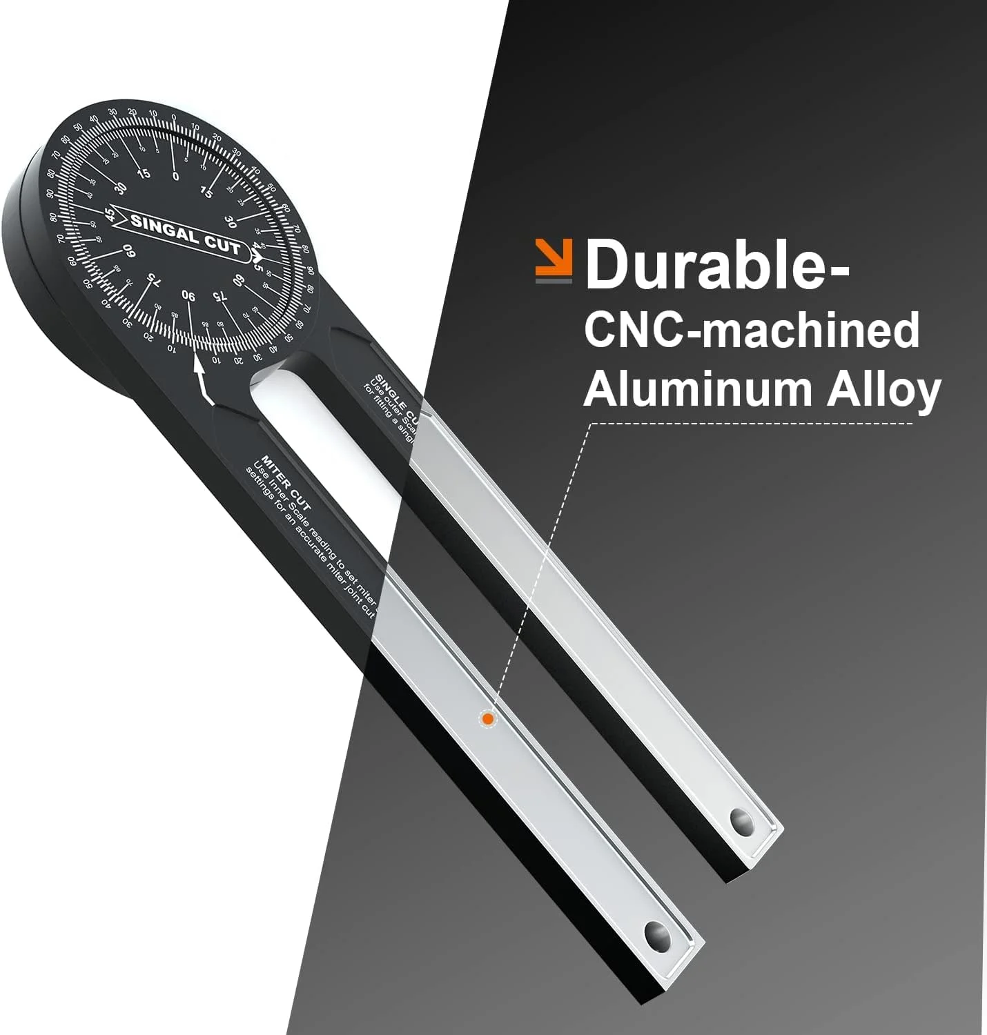 نقاله اره فارسی بر | زاویه یاب آلومینیومی 7 اینچی با دقت لیزری برای یافتن زاویه داخلی و خارجی برای نجاران، لوله کش ها و تمام مشاغل ساختمانی (مشکی)