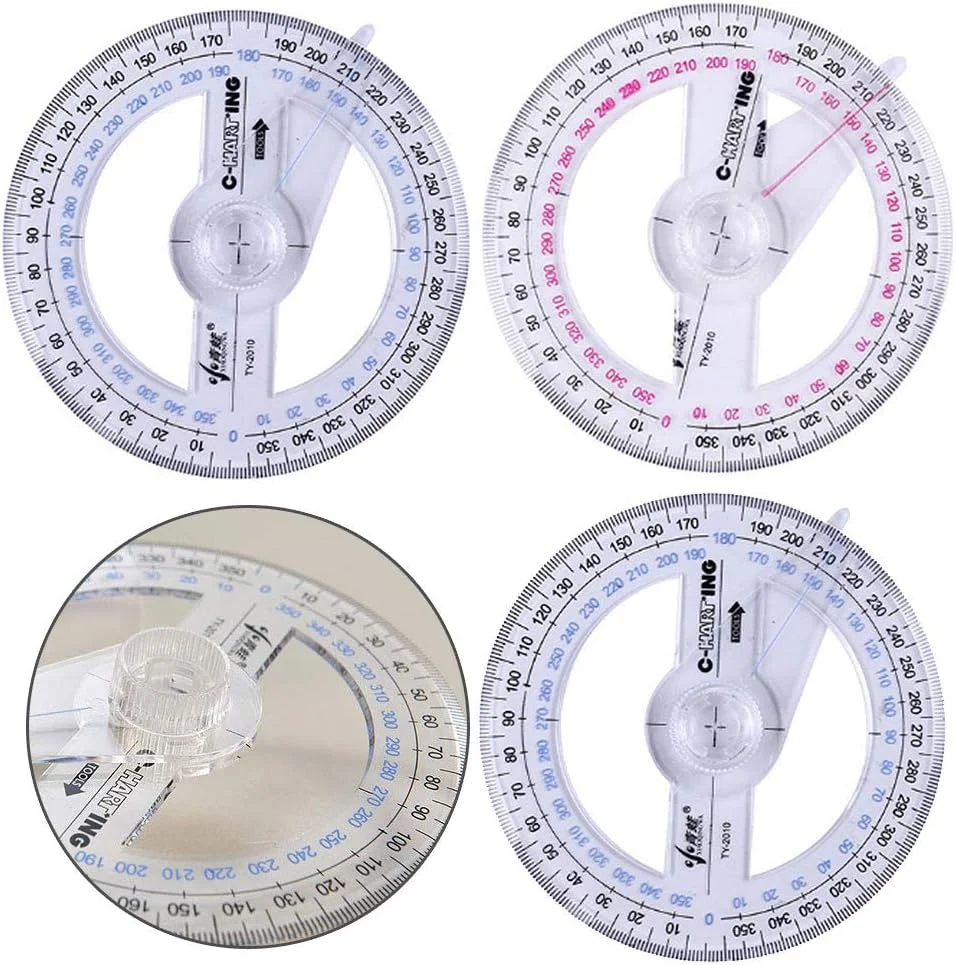 2 عدد نقاله دایره ای 360 درجه برای اندازه گیری زاویه، مناسب برای مدرسه، کلاس، دفتر، طراحی و اندازه گیری