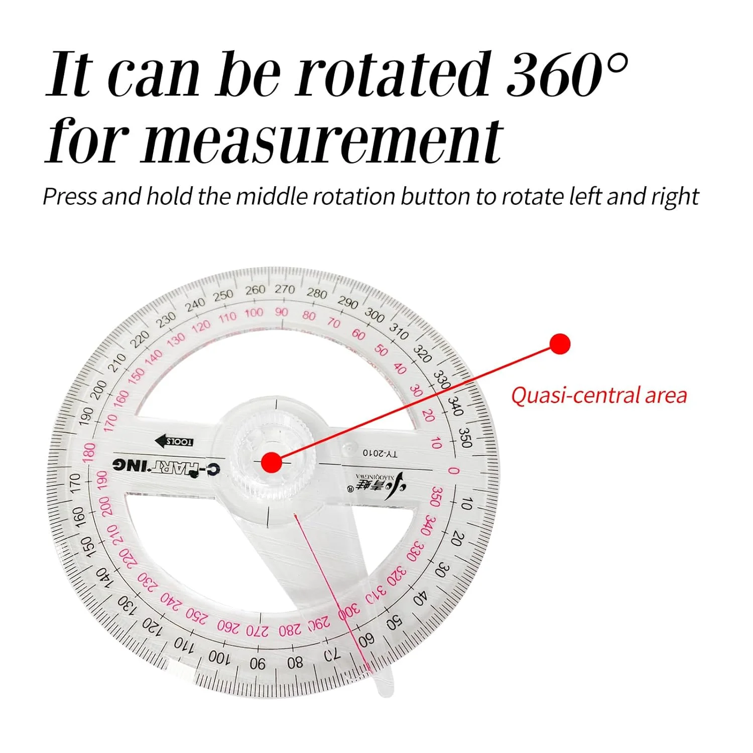 نقاله 360 درجه اندازه گیری زاویه 2 عددی - نقاله دایره ای پلاستیکی 10 سانتی متری با طراحی ضد لغزش برای دانش آموزان، معلمان، کلاس های STEM و مهندسی