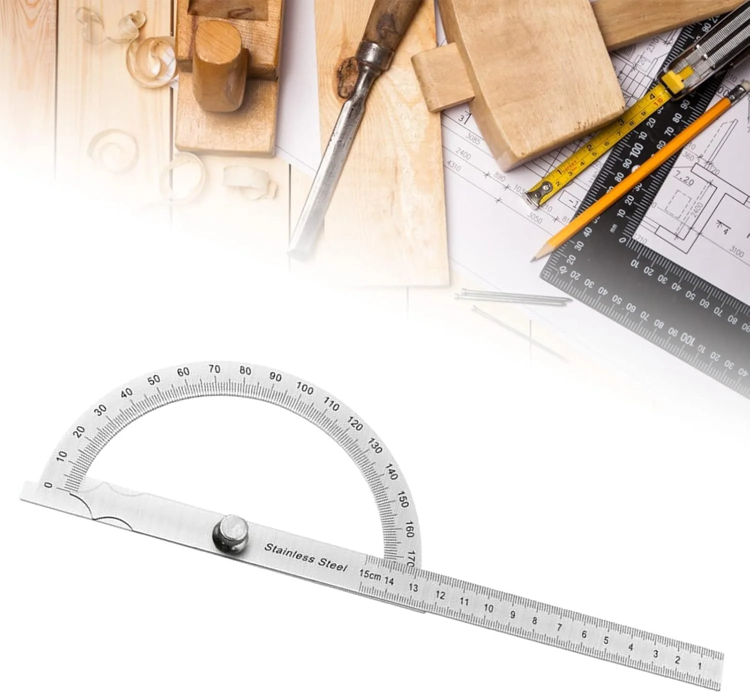 نقاله زاویه یاب، خط کش نقاله استیل، ابزار اندازه گیری زاویه نجاری، کاربری آسان