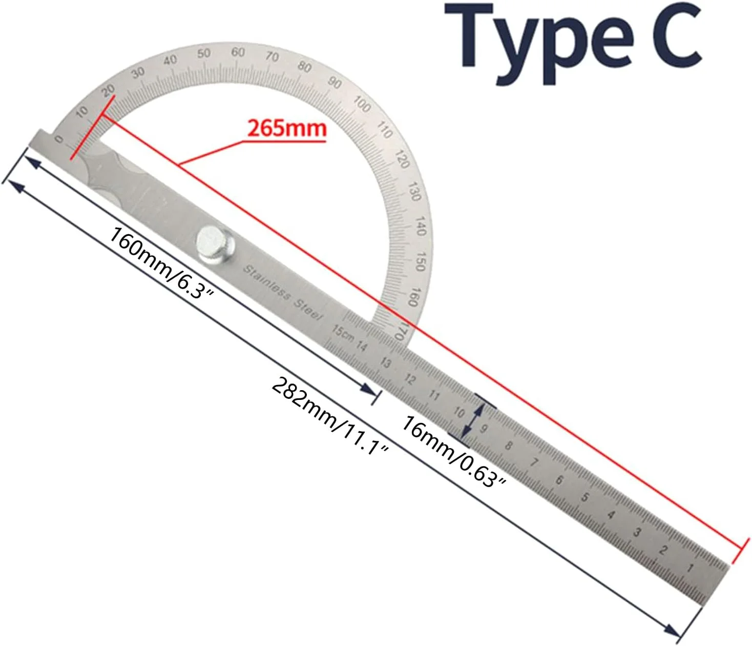 نقاله زاویه یاب، خط کش نقاله استیل، ابزار اندازه گیری زاویه نجاری، کاربری آسان