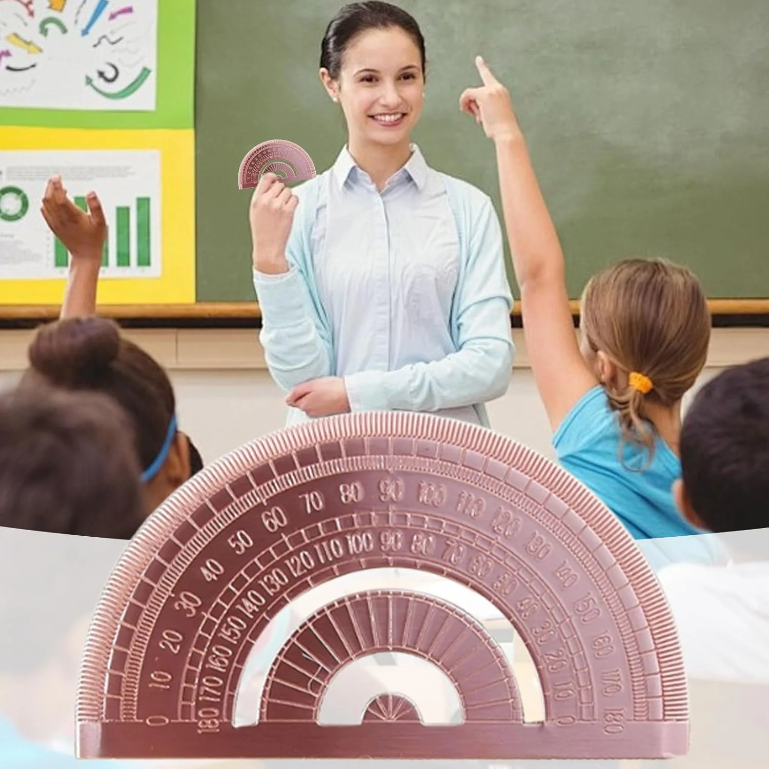 زاویه یاب - ابزار اندازه گیری زاویه، نقاله فلزی 180 درجه برای مهندسی، نجاری، طراحی، دانش آموزان، کار با چوب، مدرسه، ساخت و ساز