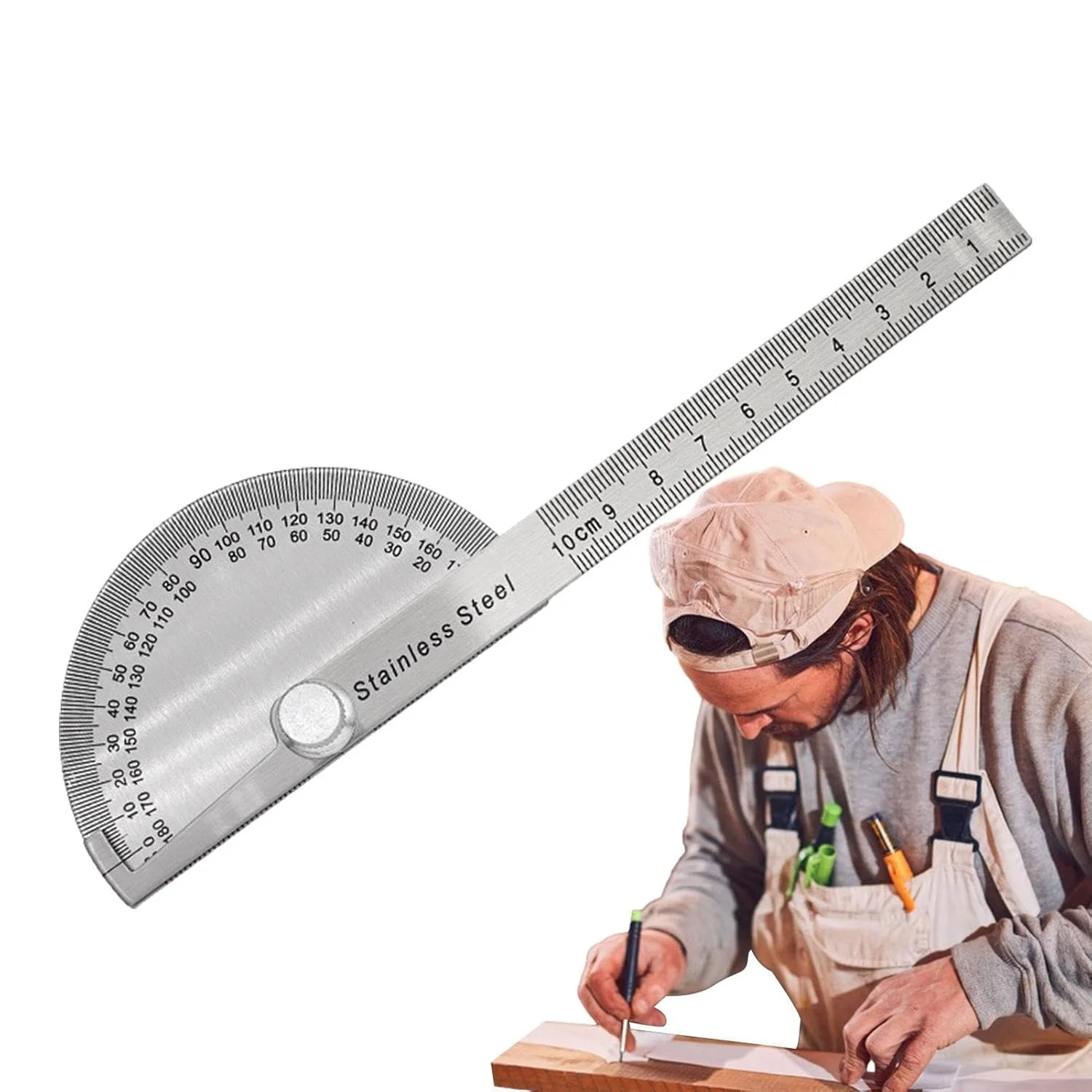 زاویه یاب، خط کش نجاری با 0-180 درجه، ابزار اندازه گیری زاویه، ابزار اندازه گیری صنعتگر برای ترسیم ساخت و ساز هندسه ریاضی