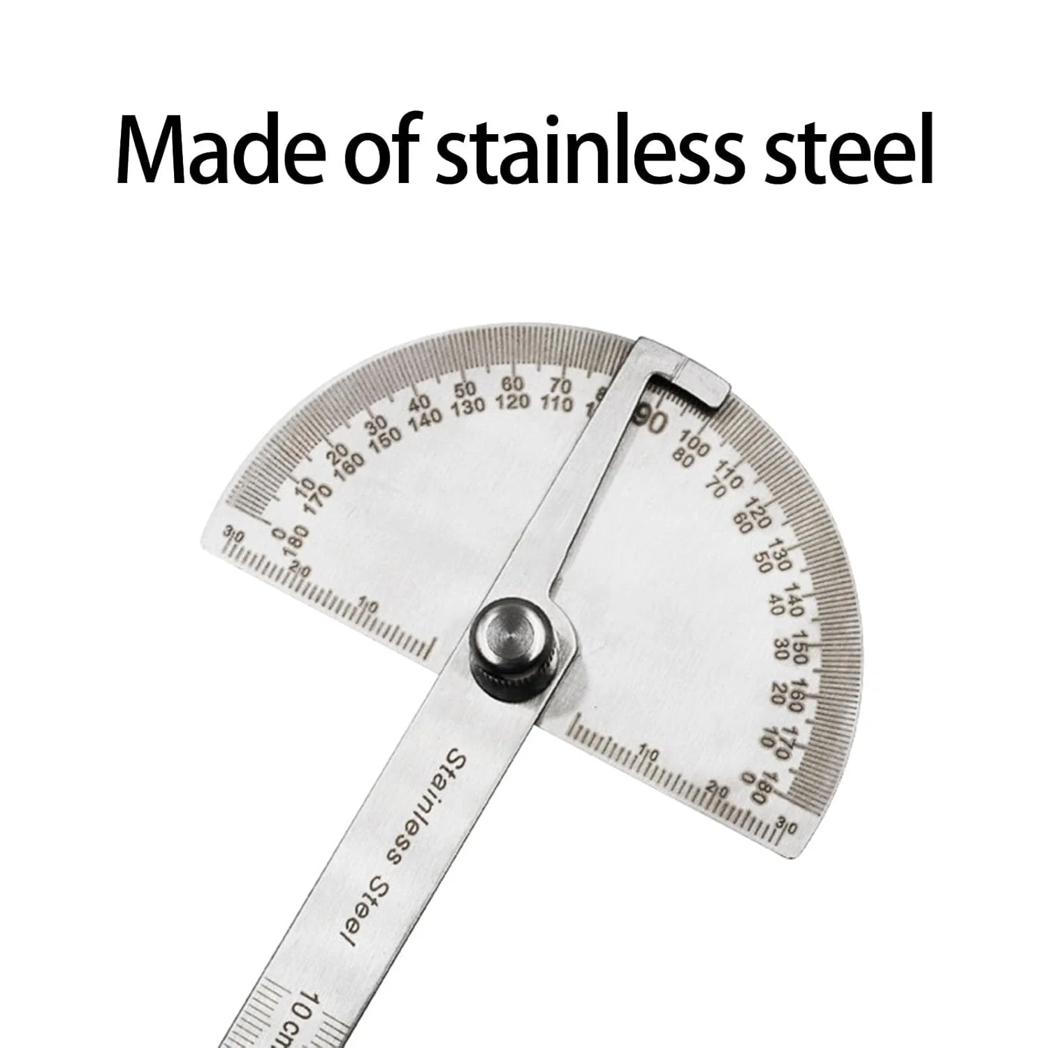 نقاله استیل ضد زنگ 0-180 درجه، خط کش نجاری برای اندازه گیری دقیق زوایا در پروژه های هنری ساختمانی، خط کش زاویه یاب استیل ضد زنگ برای اندازه گیری زاویه