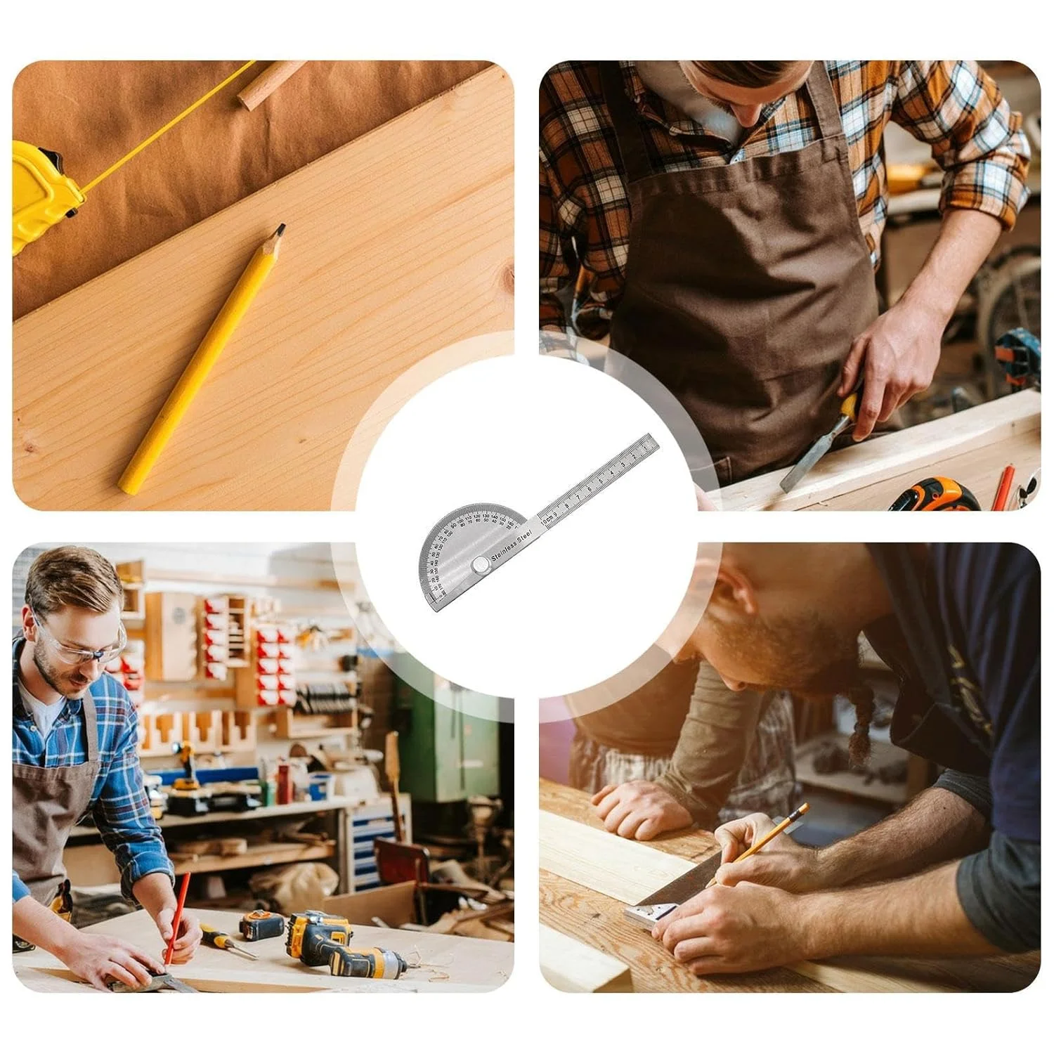 زاویه یاب، خط کش نجاری با 0-180 درجه، ابزار اندازه گیری زاویه، ابزار اندازه گیری صنعتگر برای ترسیم ساخت و ساز هندسه ریاضی