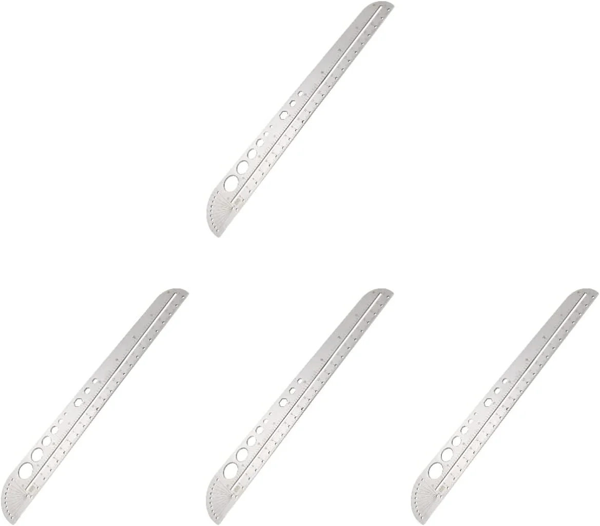 مجموعه 4 عددی خط کش زاویه، نقاله زاویه استیل ضد زنگ، ابزار اندازه گیری زاویه و تراز