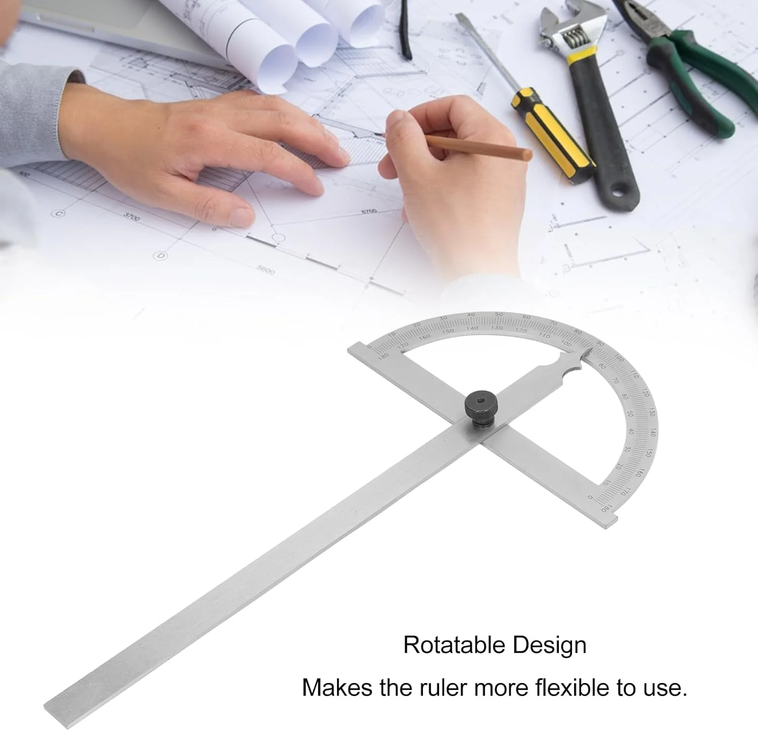 نقاله زاویه، نقاله زاویه یاب فولاد کربنی، خط کش زاویه یاب با مقیاس