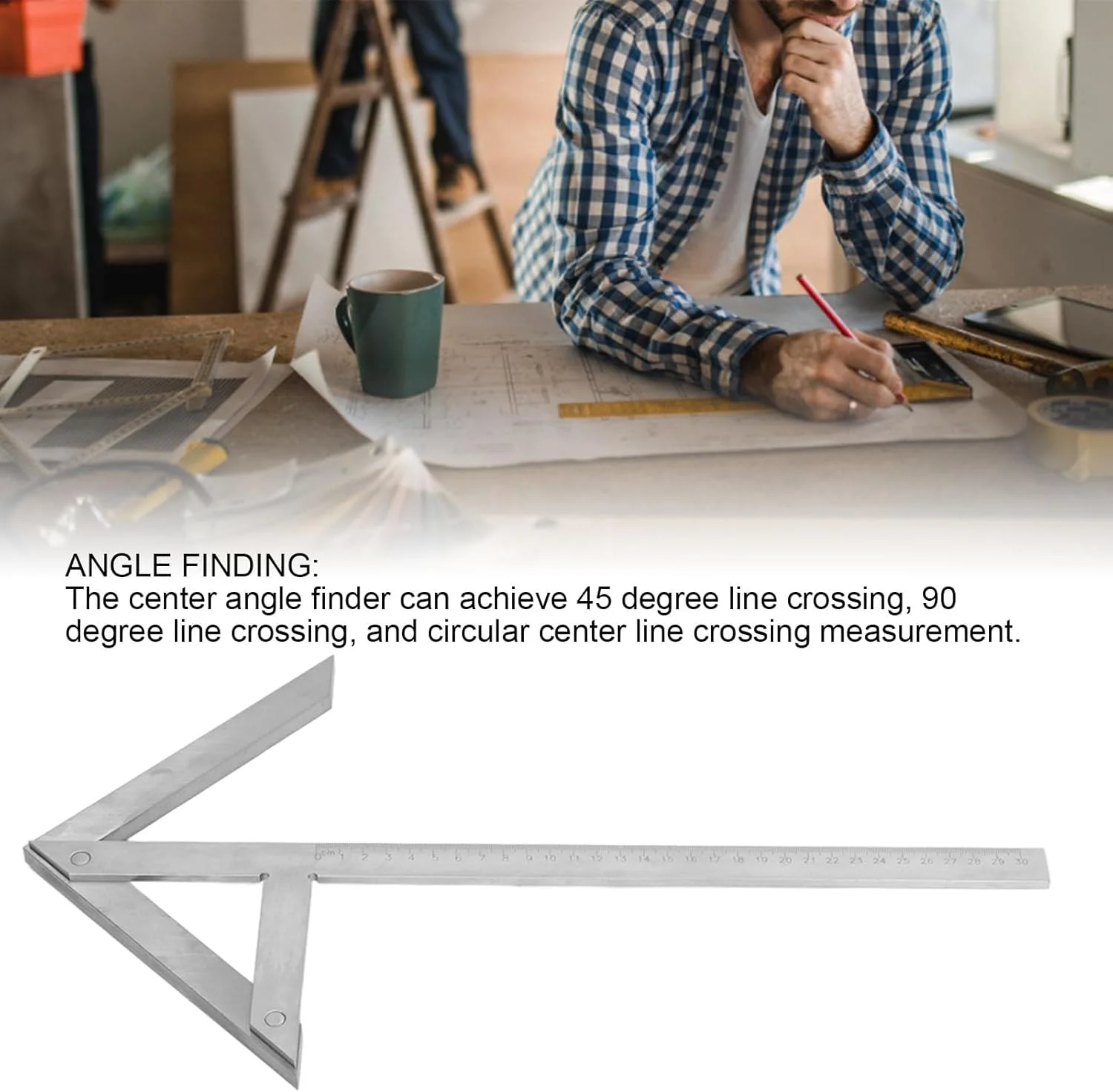 زاویه یاب، زاویه یاب فولاد کربنی، زاویه یاب مرکزی 45/90 درجه، مرکز یابی مربعی روکش شده