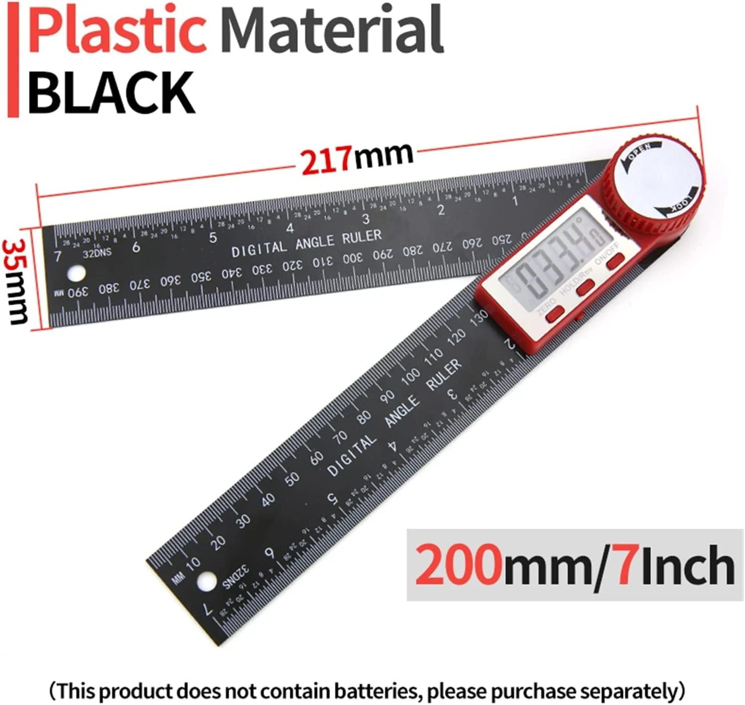 زاویه یاب دیجیتال نجاری GZDtdsd، گونیومتر، ابزار الکترونیکی نجاری، زاویه یاب، خط کش اندازه گیری چند زاویه ای، ابزار دقیق (زاویه یاب مشکی 2)