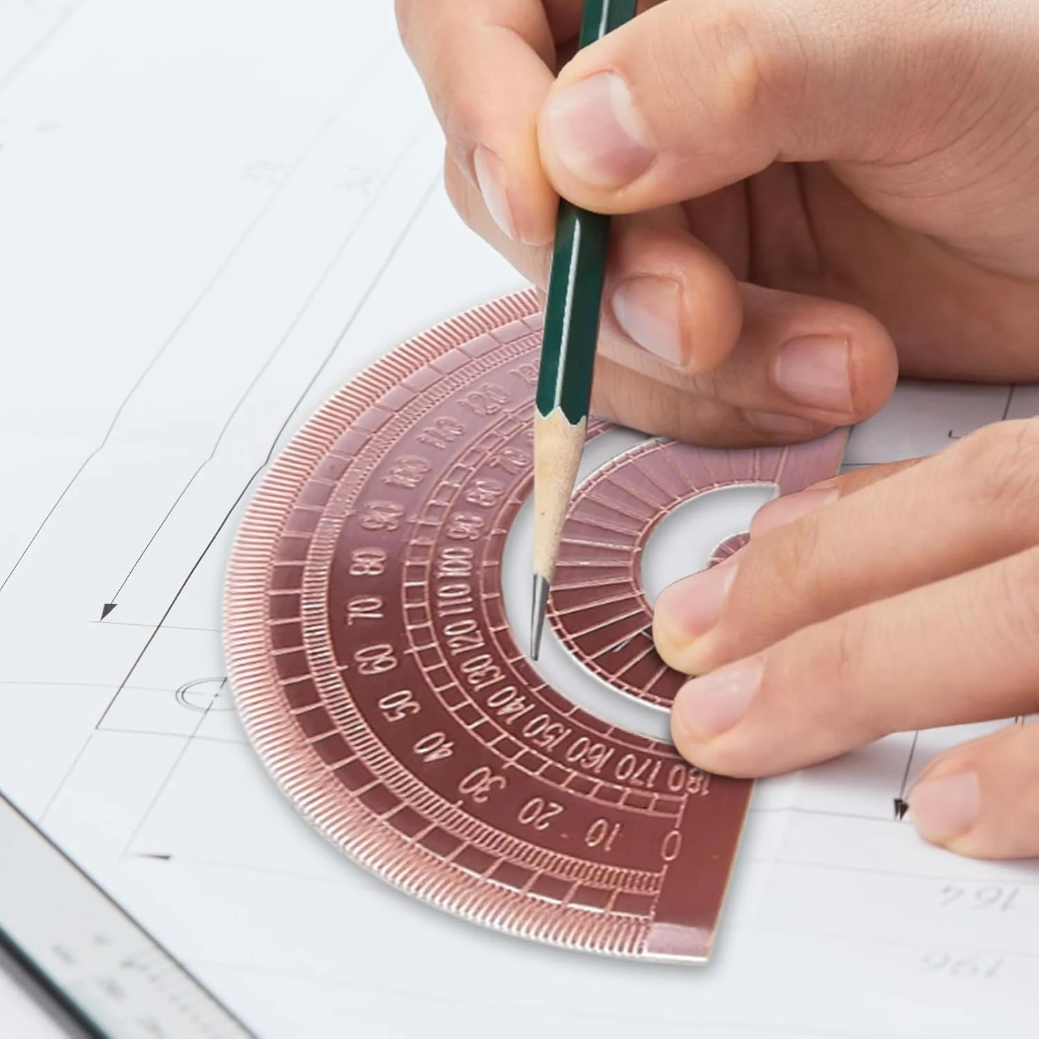 نقاله زاویه یاب - زاویه یاب نجاری، نقاله فلزی 180 درجه برای مهندسی، نجاری، طراحی، دانشجویان، مدرسه نجاری، ساخت و ساز