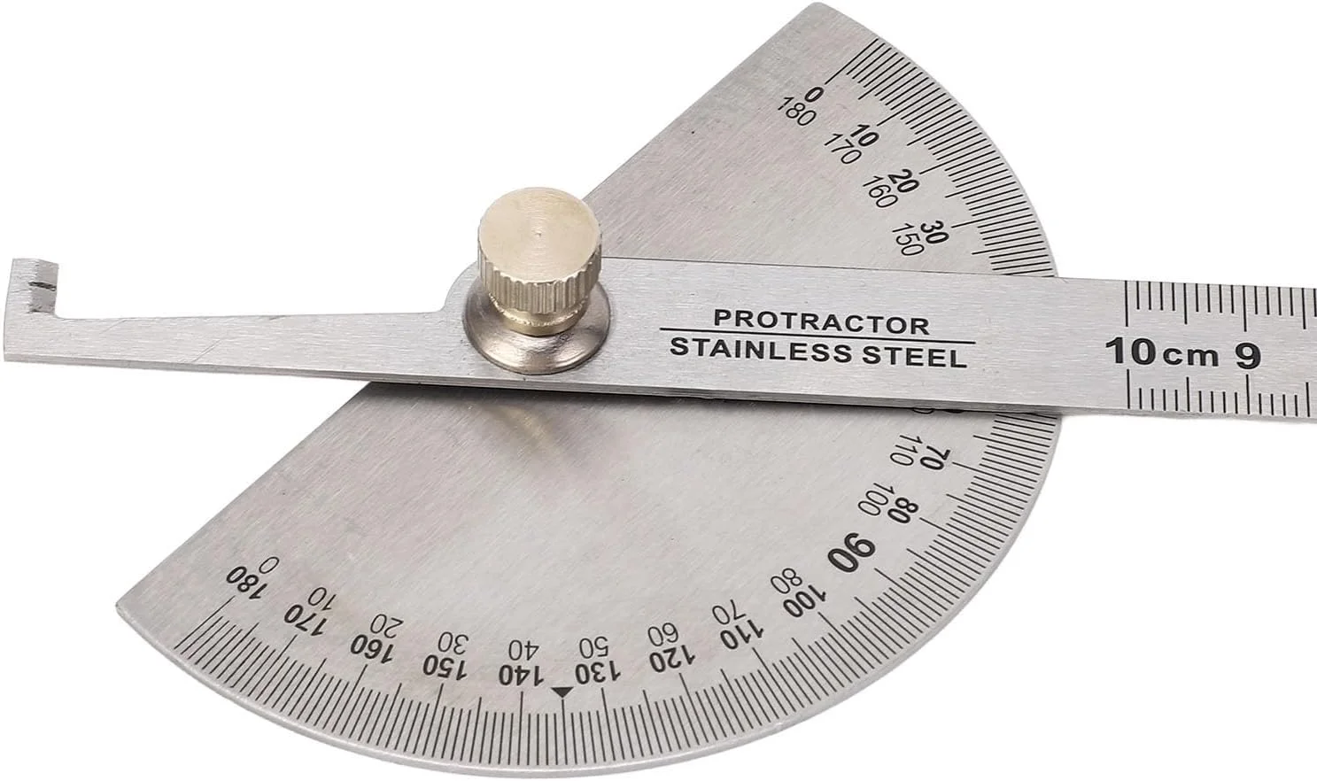 گونیا زاویه یاب نجاری، نقاله زاویه ای استیل ضد زنگ قابل حمل قابل تنظیم 0 تا 180 درجه به همراه خط کش نجاری 10 سانتی متری