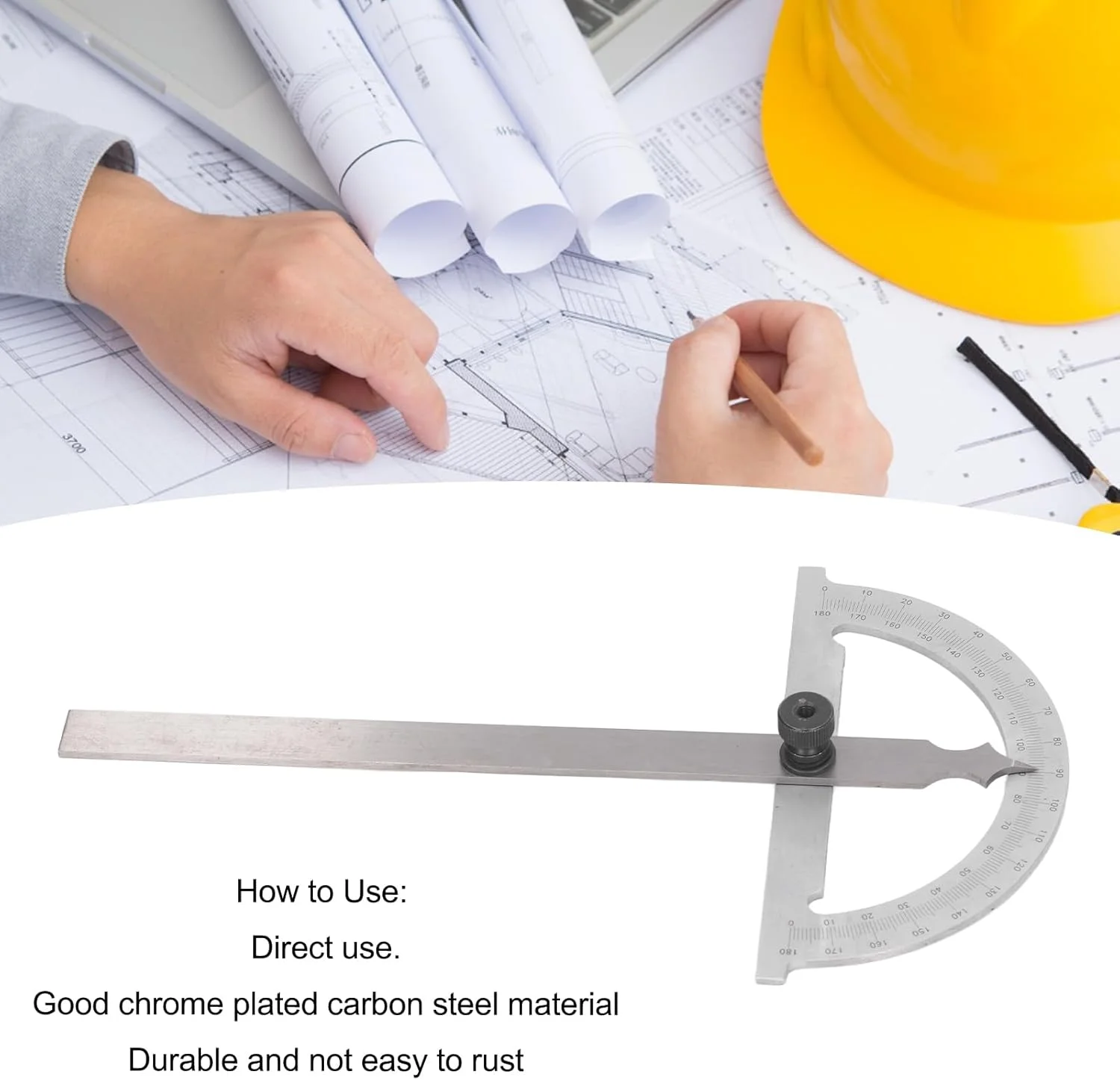 نقاله زاویه، زاویه یاب 0 تا 180 درجه، نقاله فولاد کربنی برای خط کش نجاری با مقیاس واضح