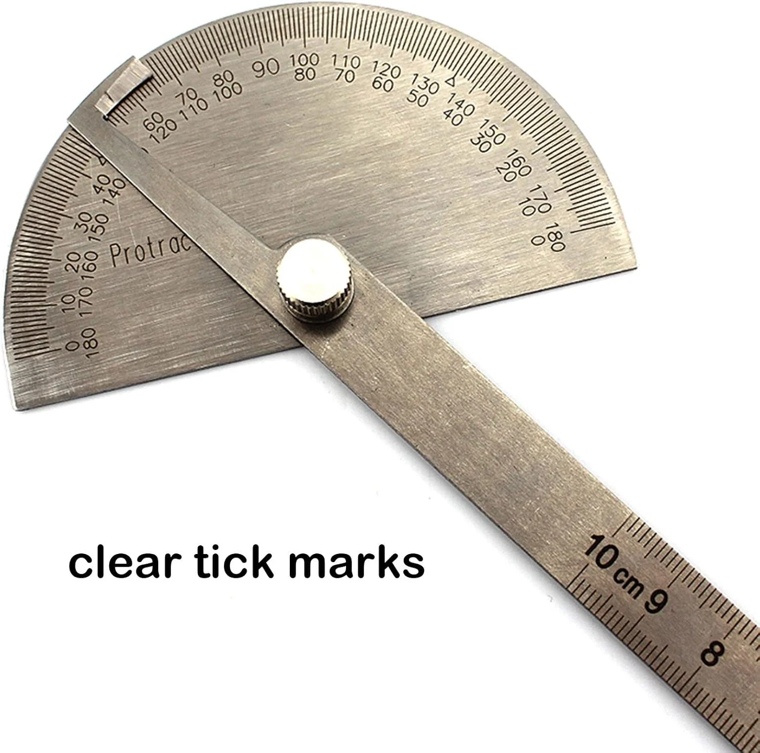 گونیا نقاله زاویه یاب استیل ضد زنگ 2 در 1 با خط کش، ابزار اندازه گیری زاویه 0-180 درجه، محدوده 6.0 اینچ، ابزار دقیق برای نجاری و طراحی دانشجویی
