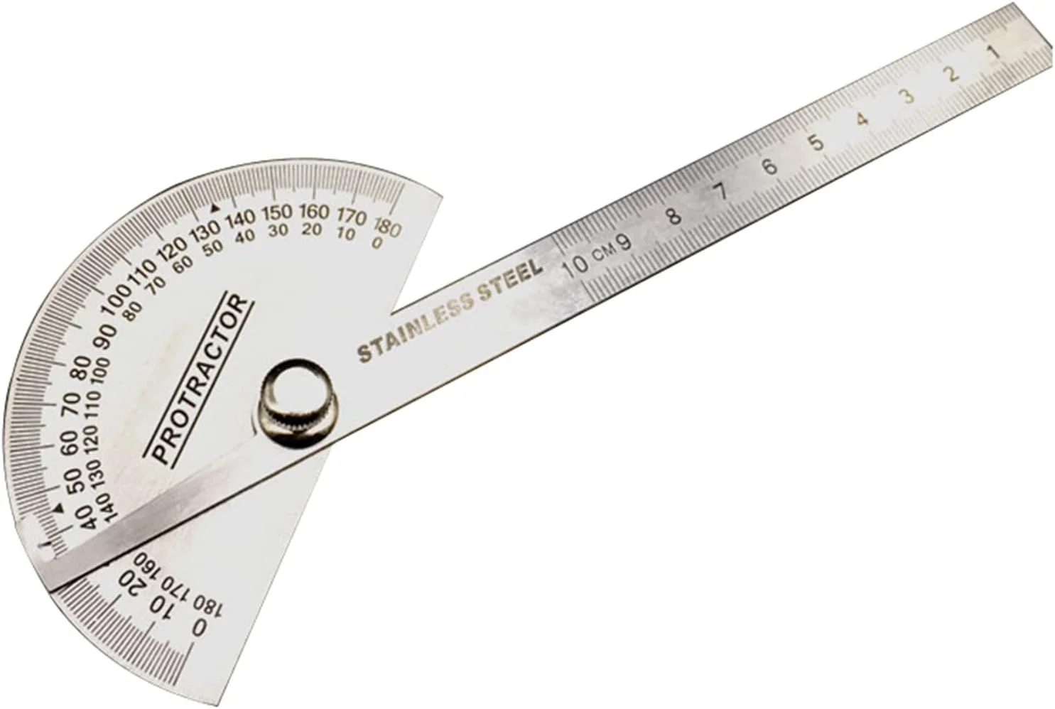 زاویه یاب و نقاله استیل، ابزار اندازه گیری زاویه 180 درجه، خط کش 2 در 1 و نقاله تک بازویی یا دو بازویی برای طراحی معماری، نجاری و طراحی دانشجویی