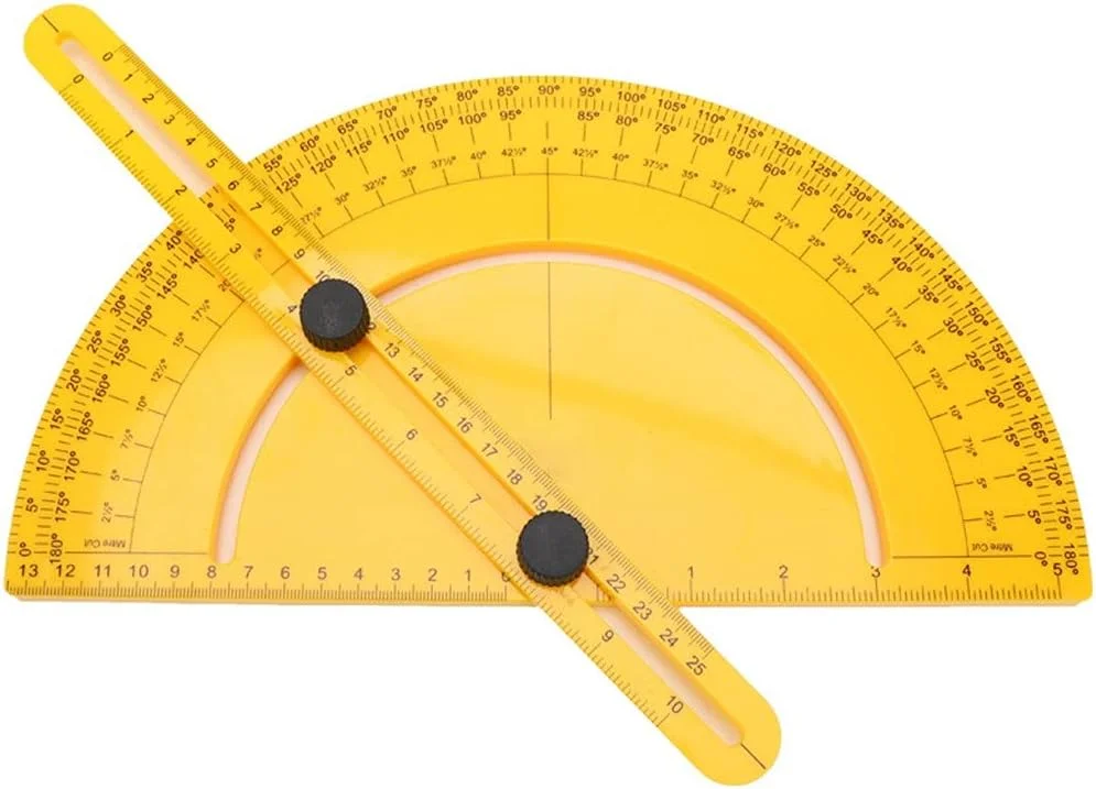 ابزار اندازه گیری زاویه و نقاله نجاری 0 تا 180 درجه، خط کش زاویه پلاستیکی نجاری