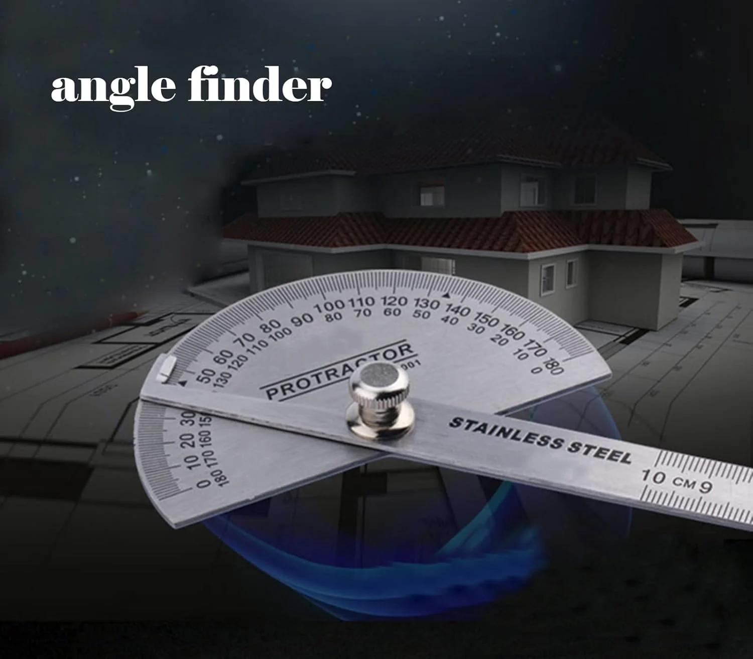 زاویه یاب و نقاله استیل، ابزار اندازه گیری زاویه 180 درجه، خط کش 2 در 1 و نقاله تک بازویی یا دو بازویی برای طراحی معماری، نجاری و طراحی دانشجویی