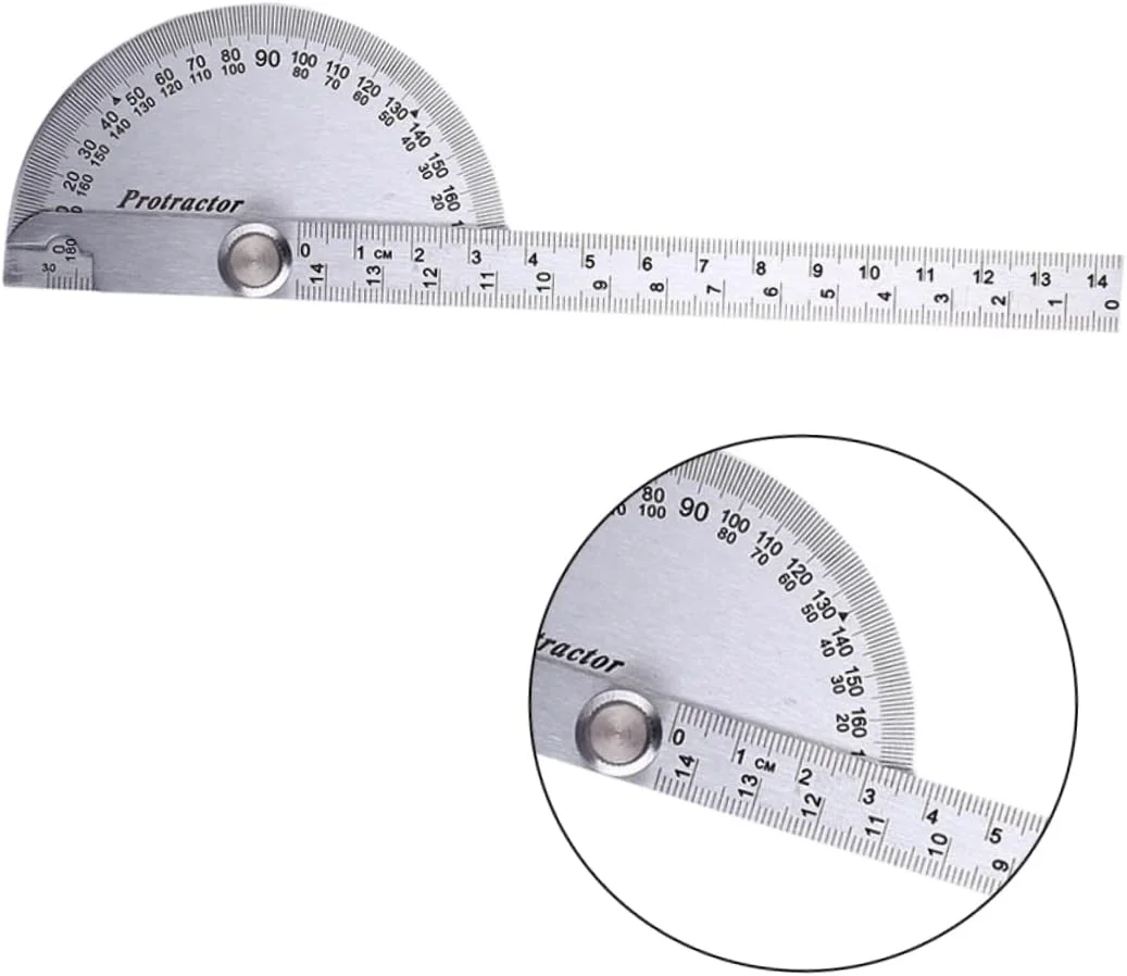 نقاله فلزی، زاویه یاب، نقاله استیل ضد زنگ، گونیومتر 0-180 درجه، نقاله بازویی متحرک، ابزار کار، خط کش گونیومتر با شاخک های بازویی متحرک فلزی