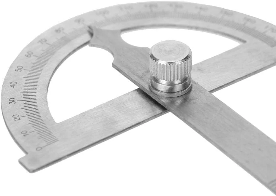 نقاله زاویه ای 0-180 درجه استیل ضد زنگ با خط کش زاویه یاب 0-15 سانتی متر (80120 میلی متر)