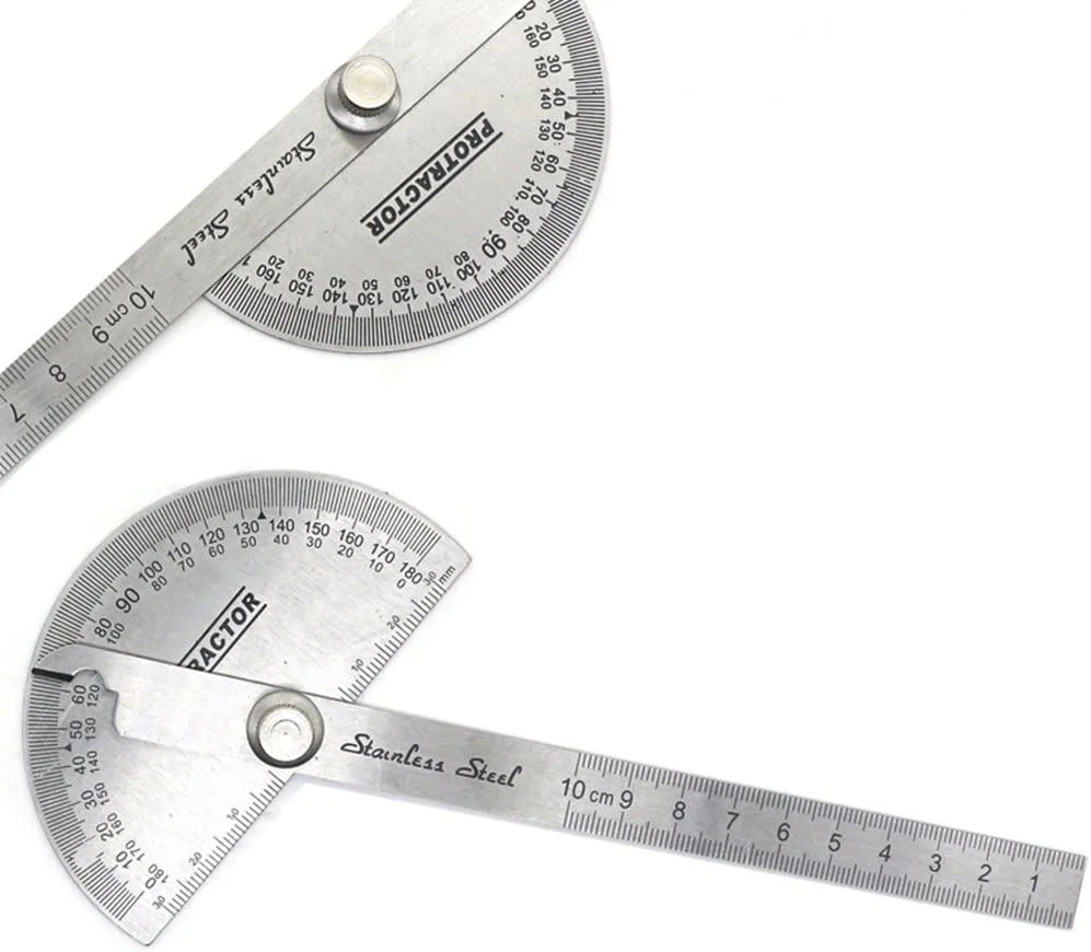 نقاله چند منظوره استیل ضد زنگ 180 درجه با بازوی اندازه گیری، خط کش تاشو مهندسی برای نقاشی، طراحی و ابزار اندازه گیری