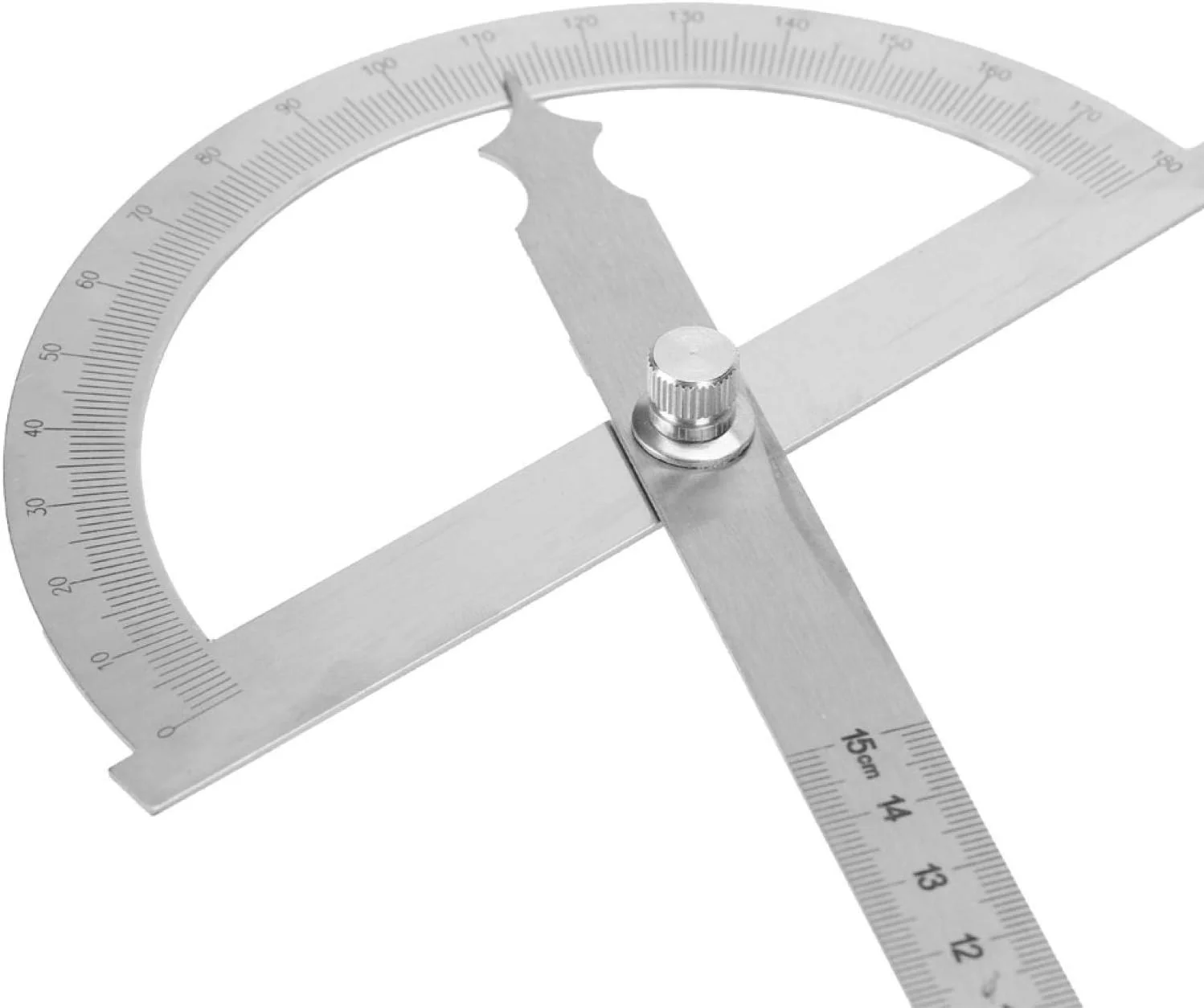 نقاله زاویه ای 0-180 درجه استیل ضد زنگ، نقاله چرخشی 0-15 سانتی متر، خط کش زاویه یاب (150 * 200 میلی متر)