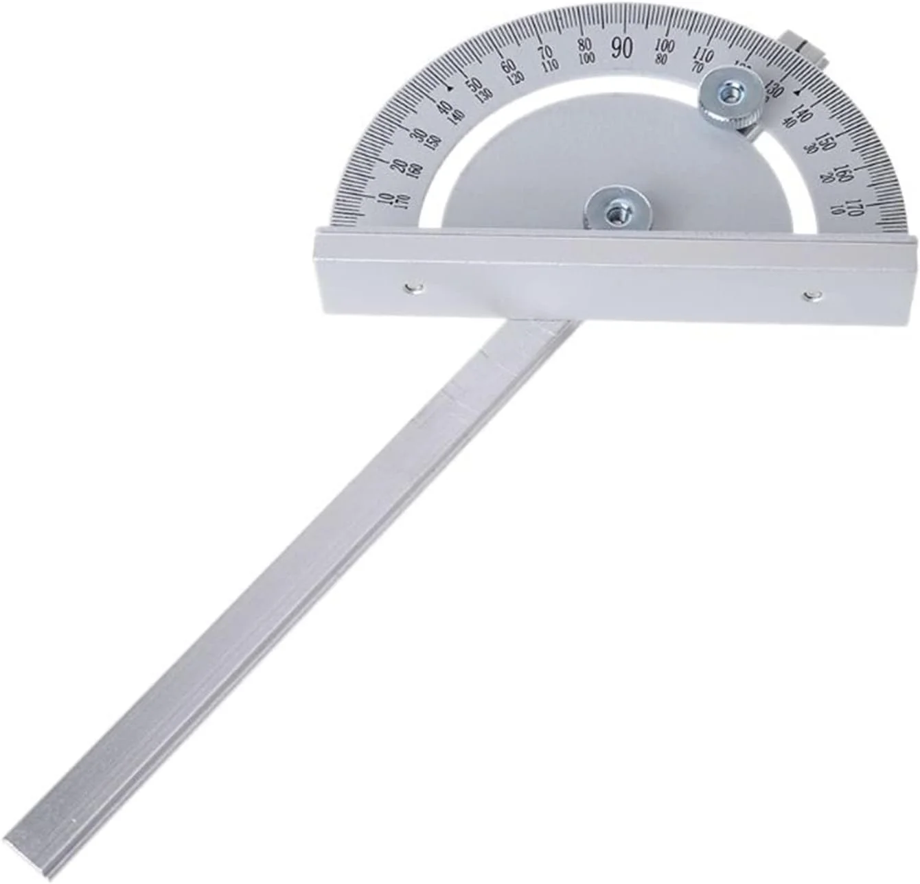 نقاله زاویه یاب استیل ضد زنگ با پیچ گوشه و سر گرد 180 درجه، ابزار اندازه گیری زاویه 18 سانتی متری تک بازویی برای طراحی معماری، نجاری و طراحی دانشجویی