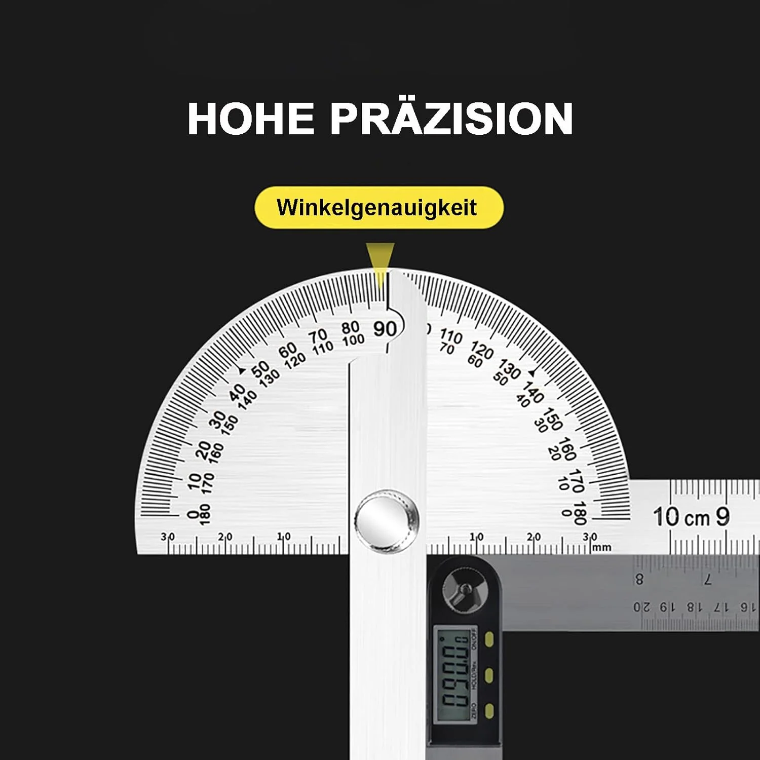 نقاله 14 سانتی متری استیل، گیج اندازه گیری زاویه 0-180 درجه، خط کش نقاله 180 درجه، زاویه سنج گونیومتر چرخشی برای دانشجویان، ماشین کاران، نجاران