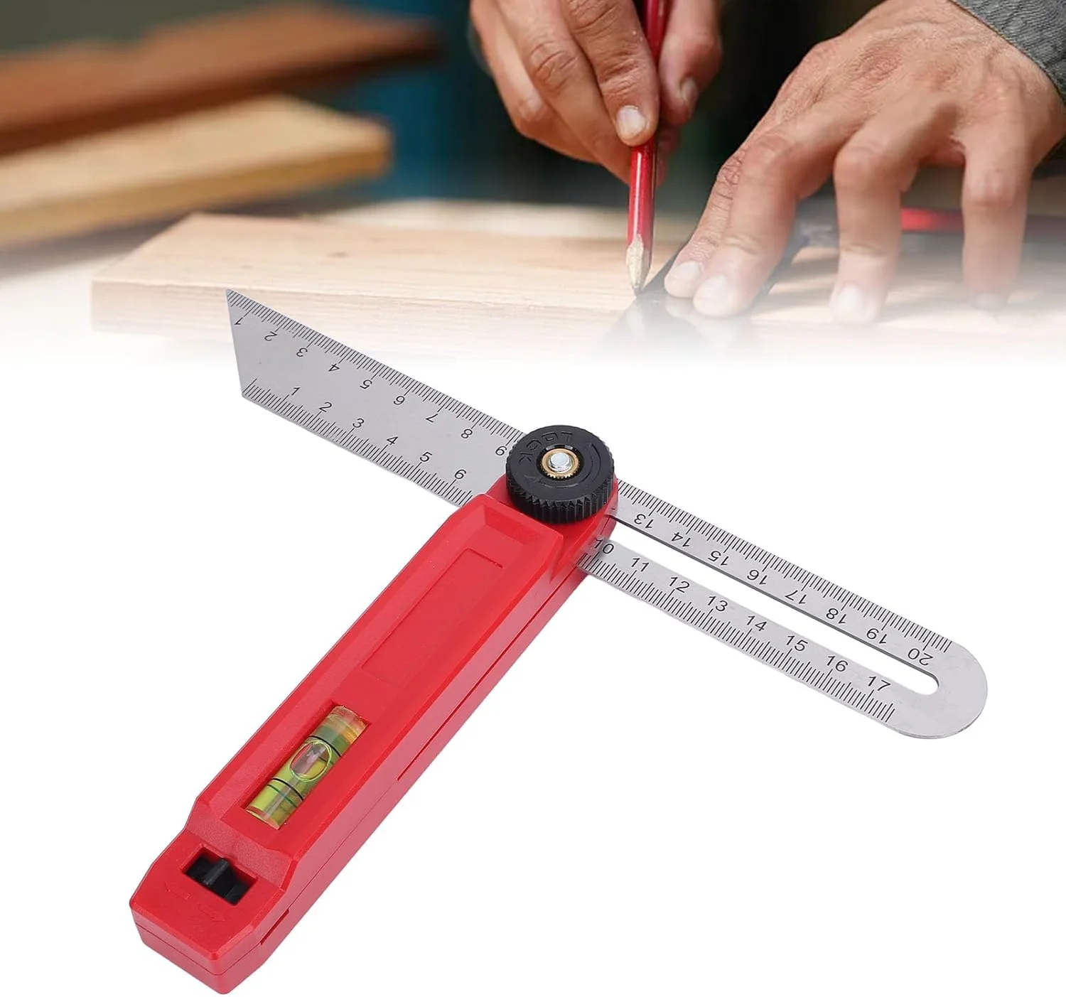 زاویه یاب T شکل، زاویه سنج نجاری استیل ضد زنگ با قابلیت تنظیم 45 درجه و دقت بالا