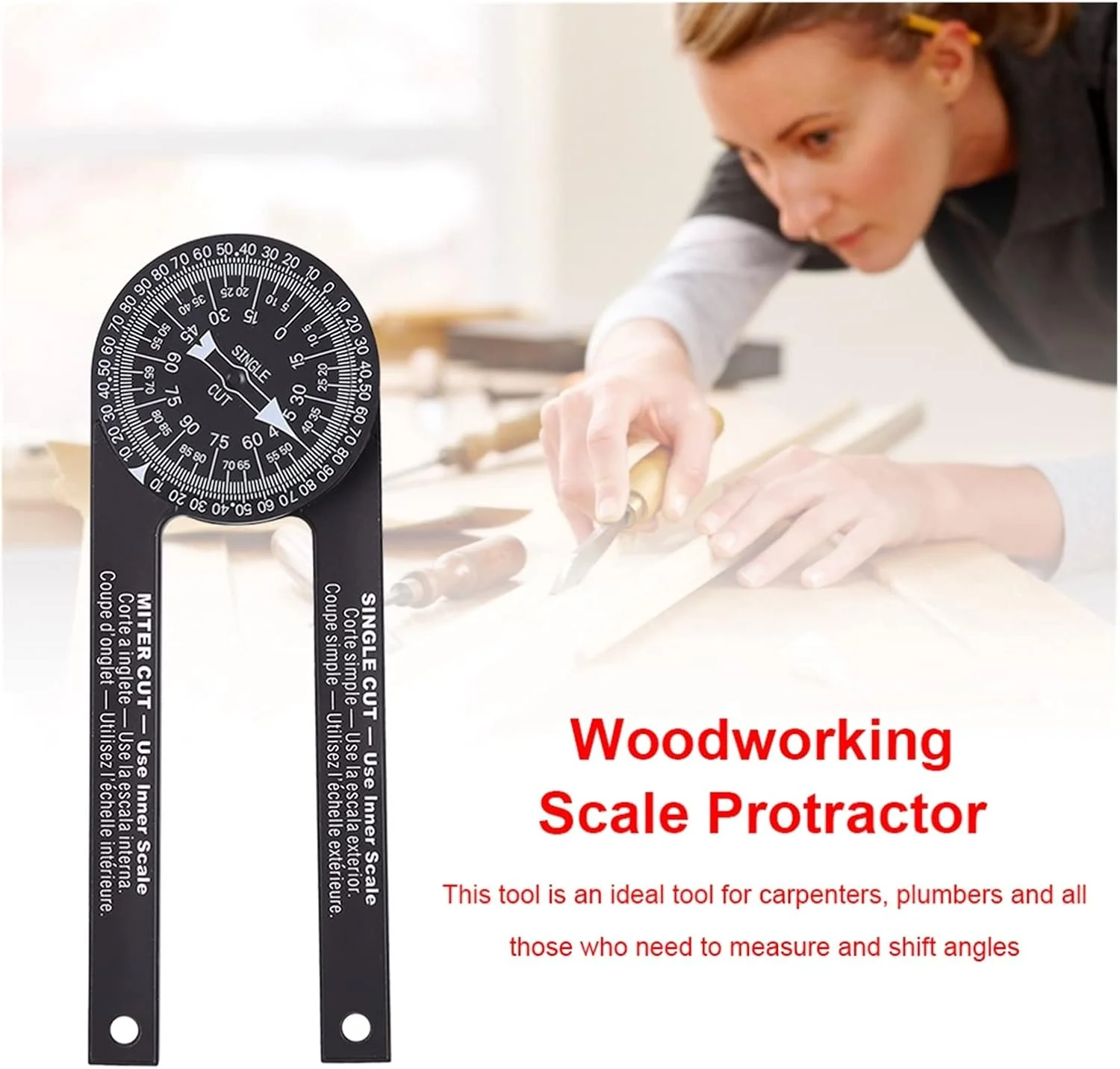 گونیا زاویه یاب نجاری حرفه ای به همراه مداد علامت گذاری، ABS دقیق، ابزار دقیق اندازه گیری لوله کشی و نجاری