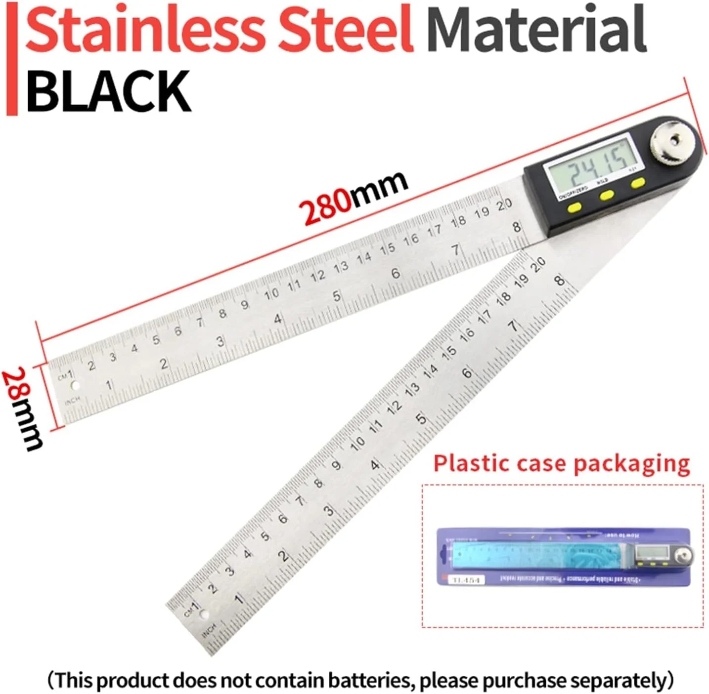 زاویه یاب دیجیتال نجاری، گونیومتر، ابزار الکترونیکی نجار، زاویه یاب گونیومتر، خط کش اندازه گیری چند زاویه ای، ابزار دقیق (زاویه یاب استیل P2)