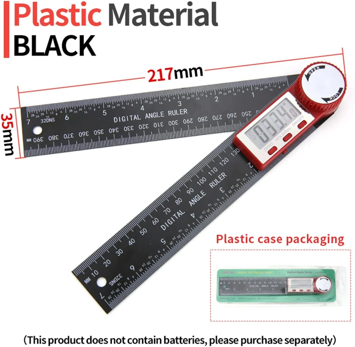 گونیا دیجیتال زاویه یاب نجاری GZDcjsc، ابزار الکترونیکی گونیومتر، زاویه یاب، خط کش اندازه گیری چند زاویه ای، ابزار دقیق (گونیا مشکی P2)