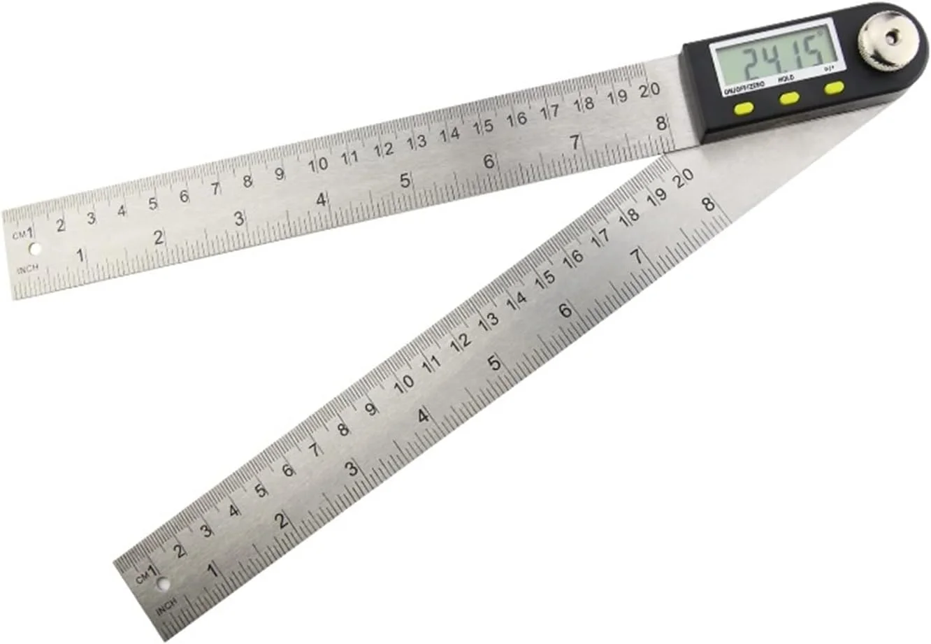 گونیا دیجیتال زاویه یاب نجاری GZDcjsc، ابزار الکترونیکی گونیومتر، زاویه یاب، خط کش اندازه گیری چند زاویه ای، ابزار دقیق (گونیا مشکی P2)